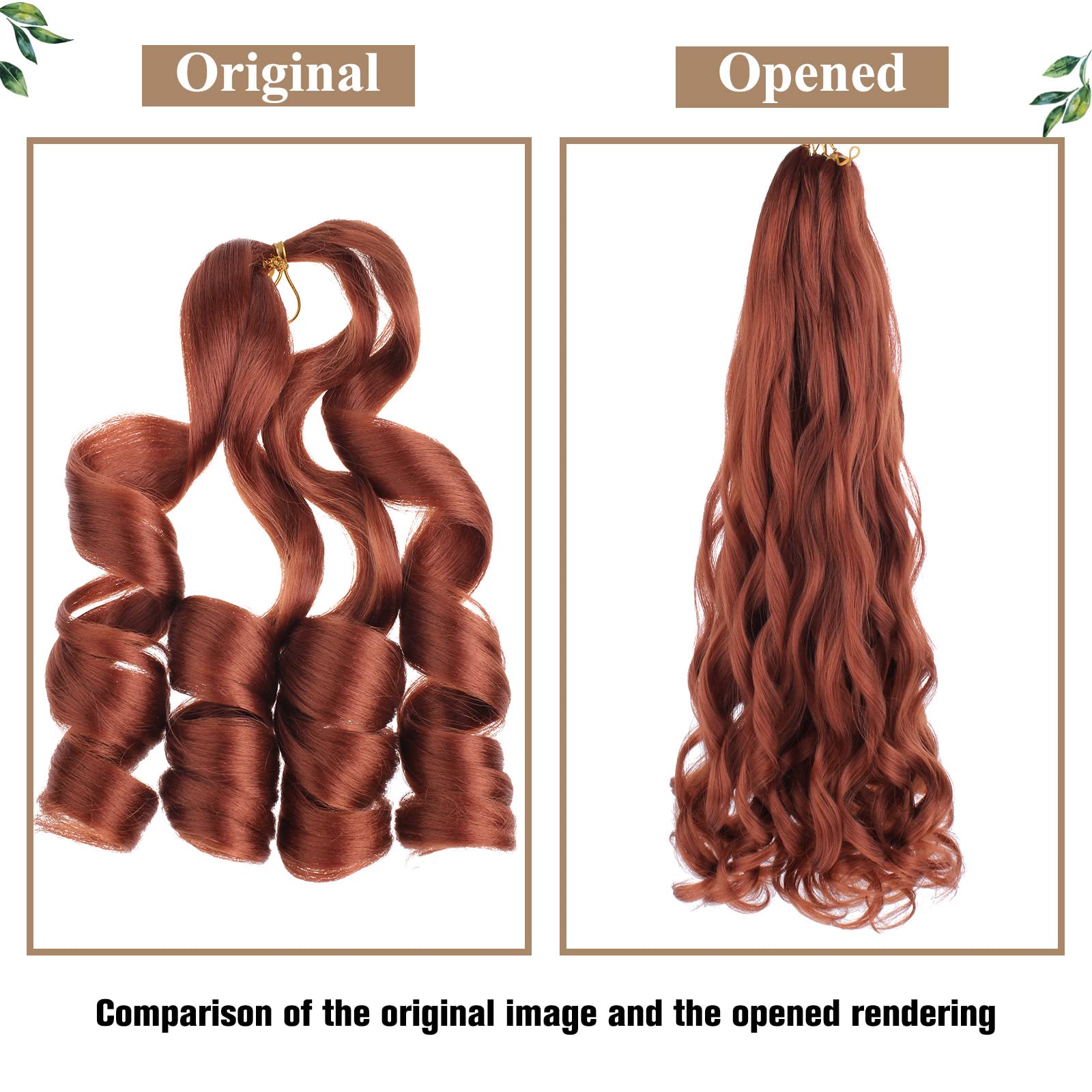 COOKOO 9 Pack 18" Copper Red Pre-Stretched Curly Braiding Hair - Synthetic Loose Wave Crochet Extensions for Goddess Nu Locs 350#