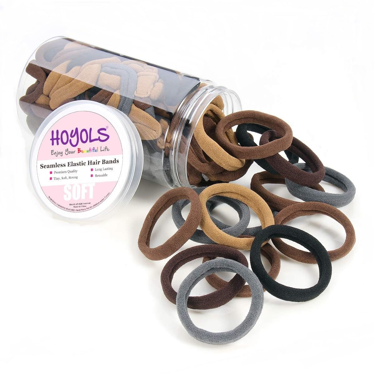 Hoyols Soft Thick Seamless Cotton Hair Ties, Ponytail Scrunchies Head Bands No Damage Crease For Women Girls Kids Ponytail Holde