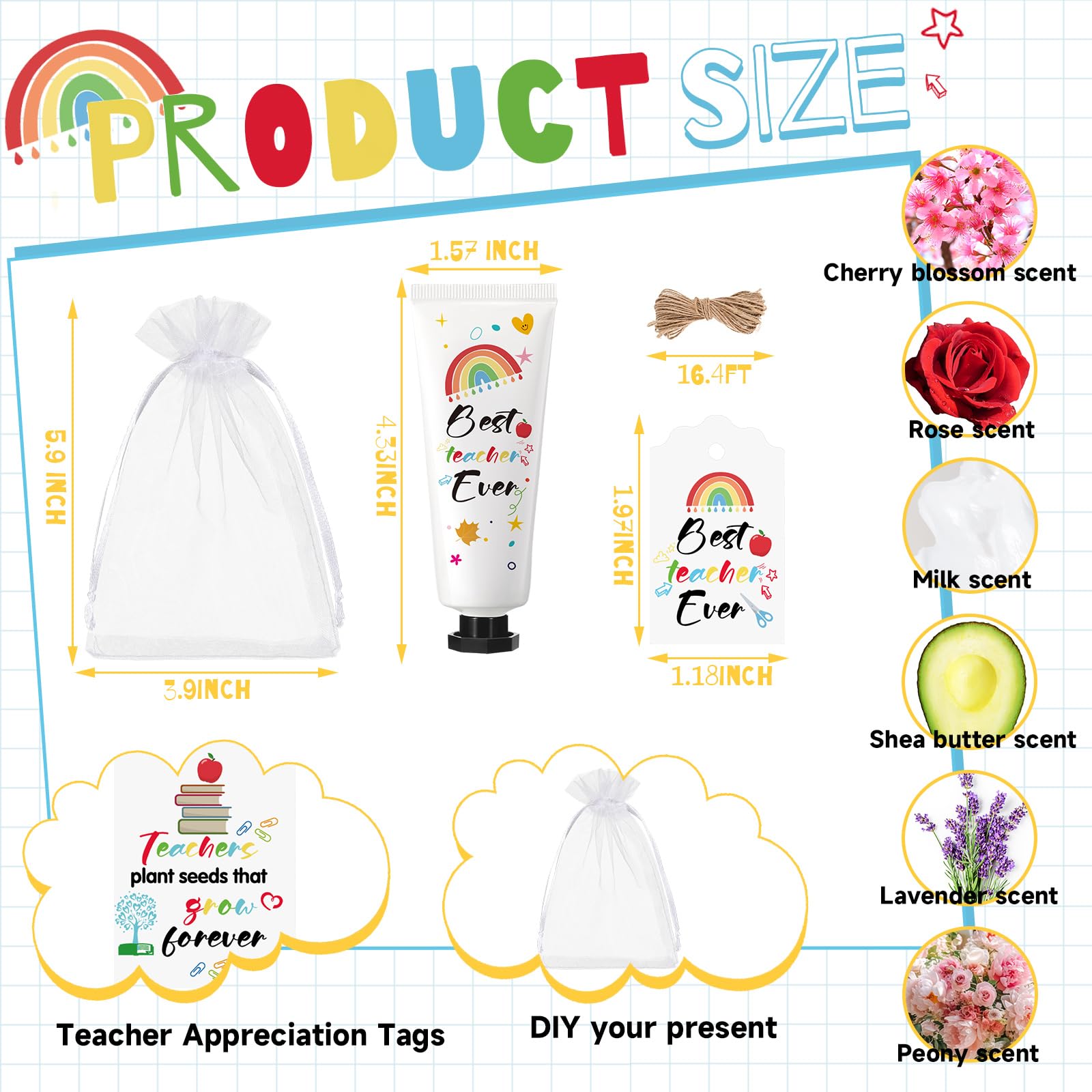 Dimsile 24 Set Valentine'S Day Gifts For Teacher Appreciation Hand Cream Gifts Moisturizing Hand Lotion Thank You Teacher Gifts