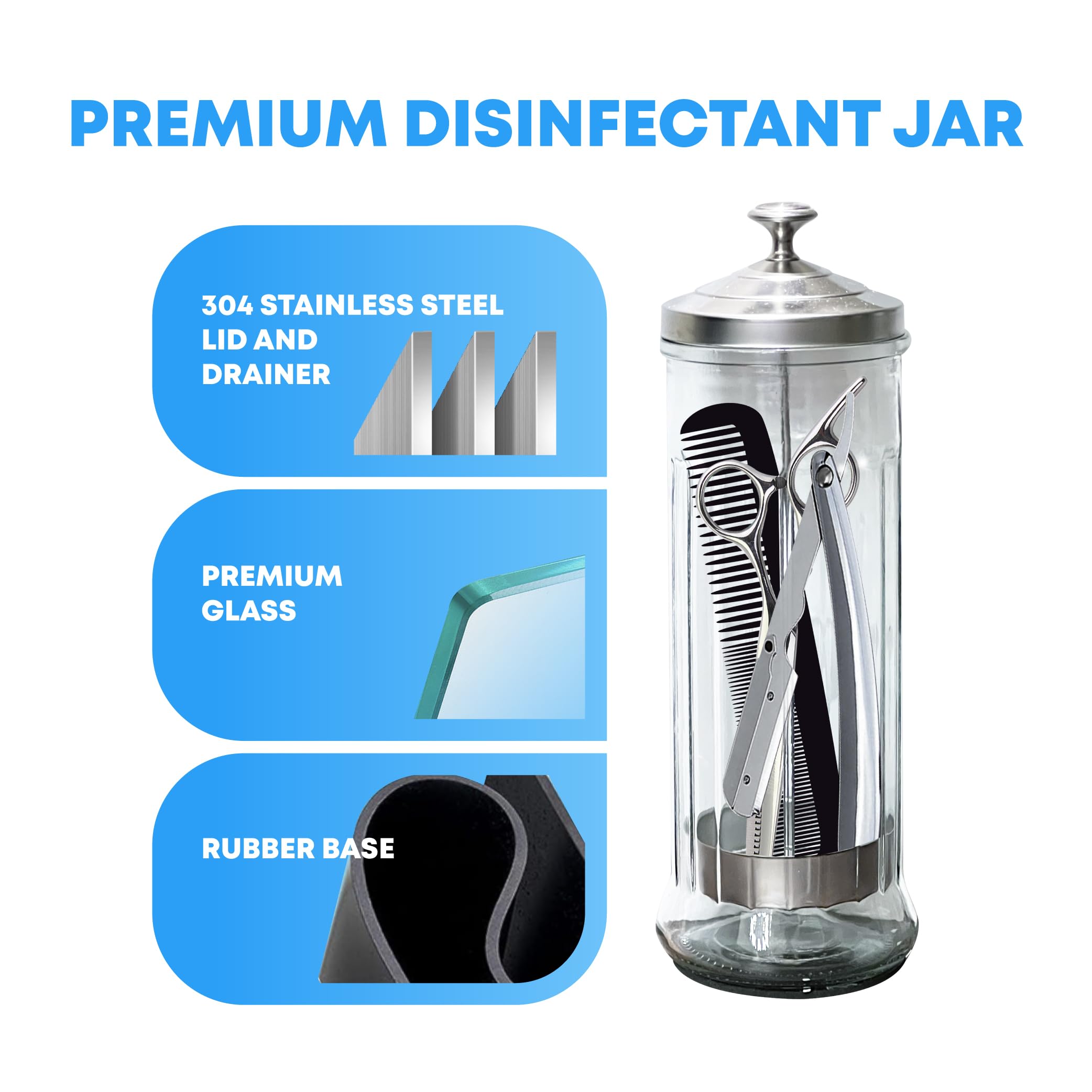 American Hawks 35 Oz Barber Disinfectant Jar Desinfectante Jar Sterlizer Jar Barber Jar Glass Manicure Containers Sanitizer Salo