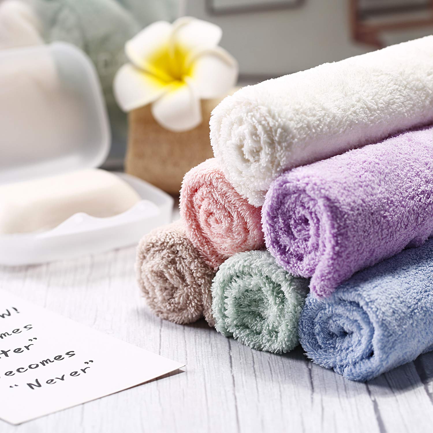 12 Pieces Microfiber Facial Wash Cloth Makeup Remover Cloths Reusable Face Wash Cloth Cleansing Towel Soft Face Washcloth for Fa