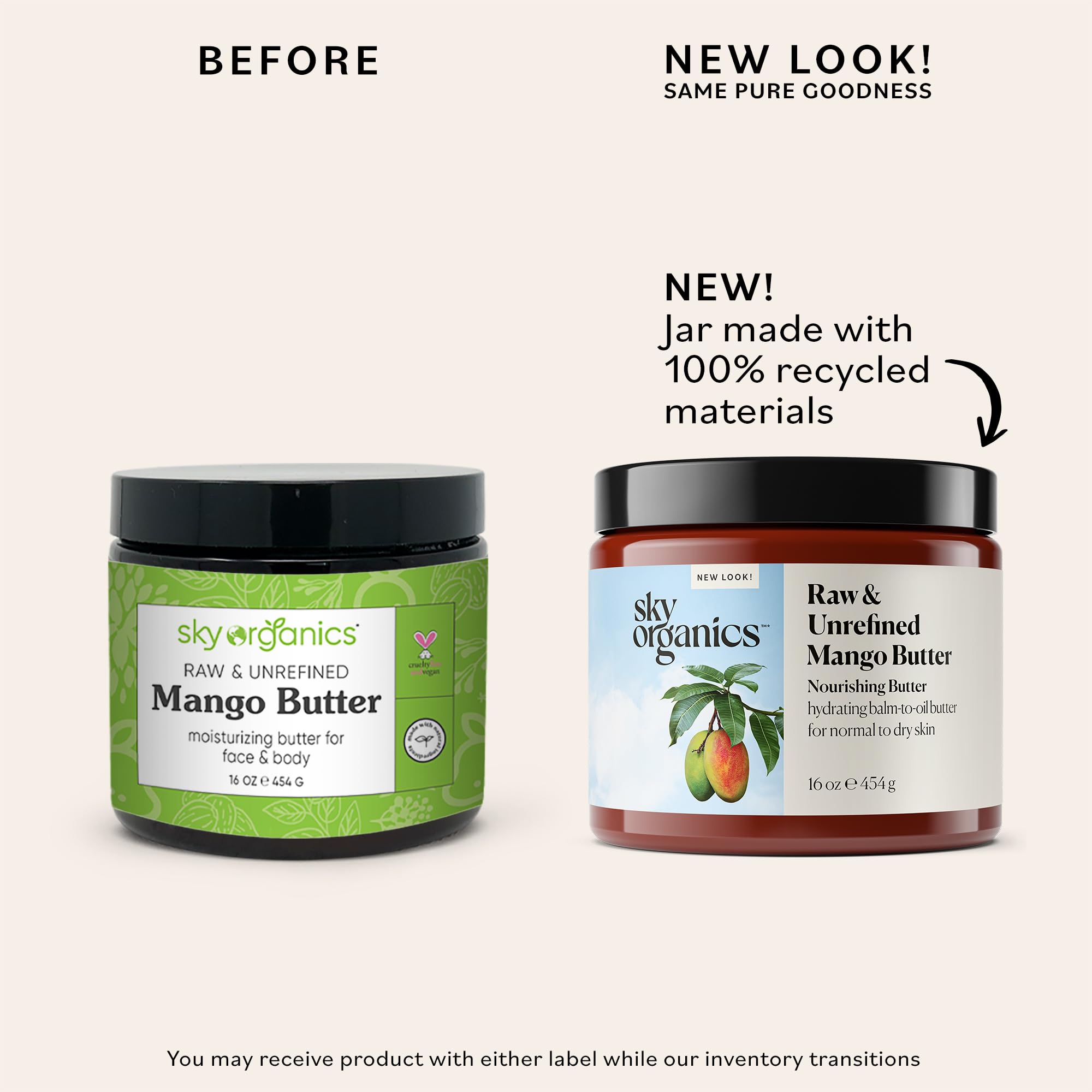 Sky Organics Mango Butter for Body & Face, 100% Raw and Unrefined Nourishing Butter for Light, Daily Hydration and Promotes Soft