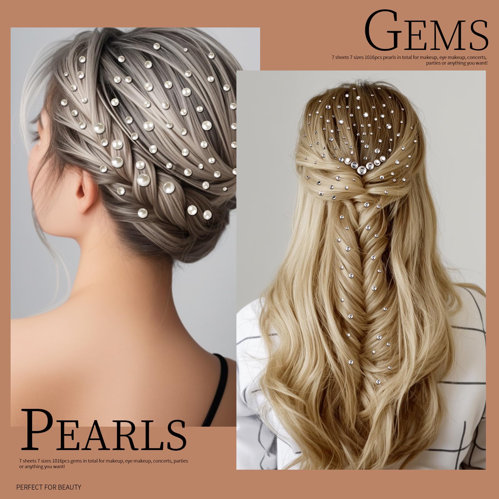 Teenitor Hair Gems And Face Gems 2032 Pcs Self-Adhesive Face Gems Hair Gems Face Jewels, Face Gems Stick On Pearls For Crafts Ha
