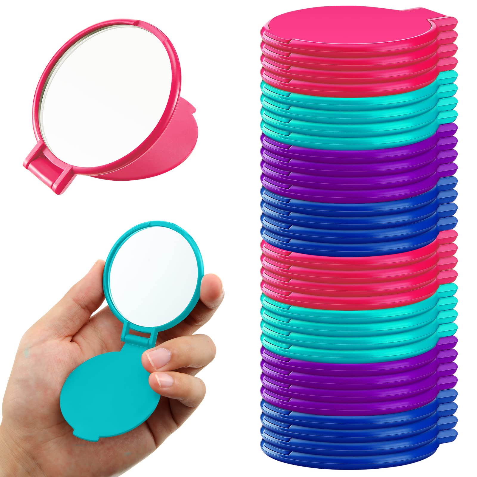 Yalikop 36 Pcs Compact Mirror Bulk Portable Round Makeup Mirror Mini Foldable for Purse Women Travel Daily Use Mothers Day Gifts