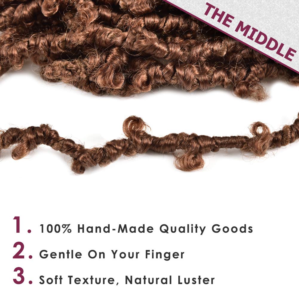 Niseyo 14 Inch Butterfly Locs Crochet Hair 6 Packs color 30, Pre Looped Handmade Medium Drak Brown Distressed Faux Locs Crochet