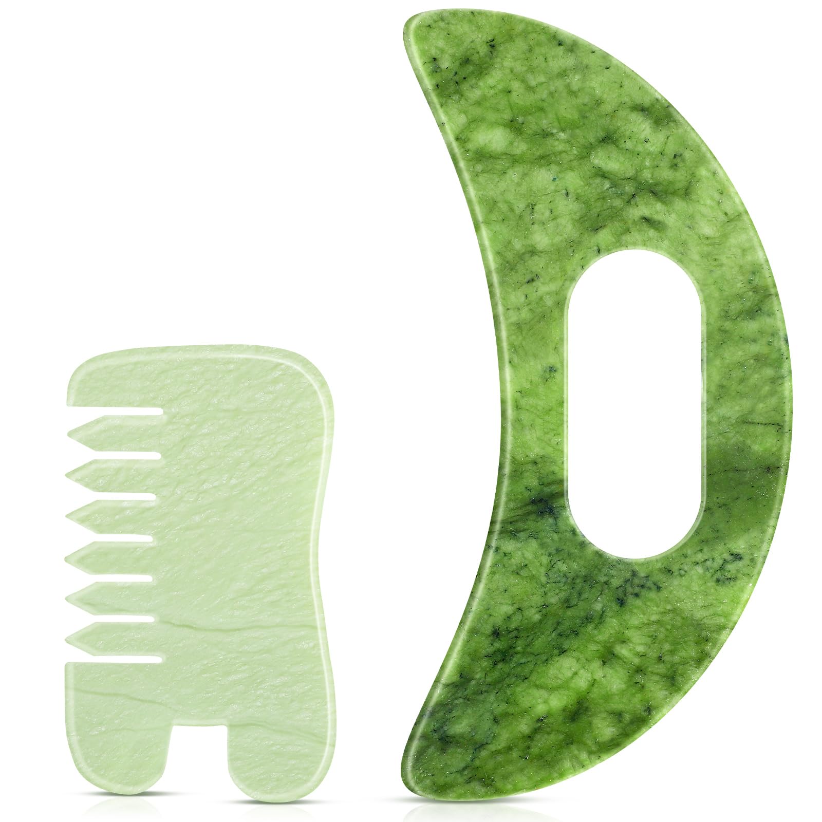 BBTO 2 Pcs Jade Comb for Scalp Massage Gua sha Comb for Head Body spa Hair Multifunctional Handheld Massage Tools(Fashion, Class