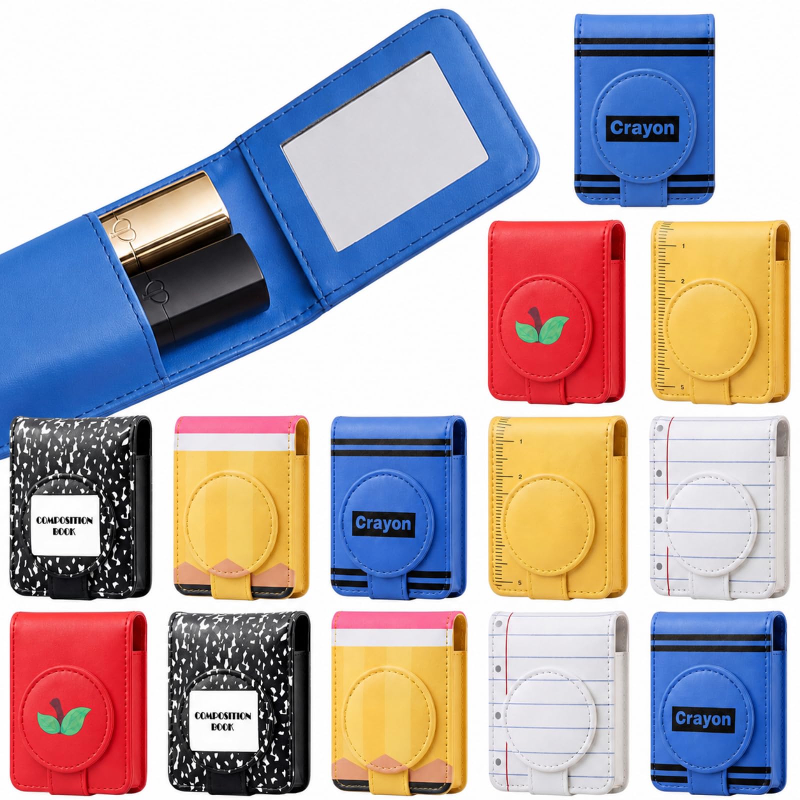 Bulyoou 12 Pcs Back to School Teachers Gift Lipstick Holder with Mirror