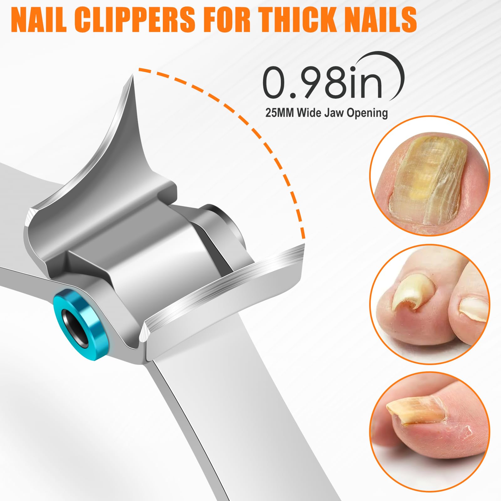 Toenail Clippers For Thick Toenails For Seniors, Heavy Duty Slanted Nail Clippers With Wide Opening, Ingrown Mens Toe Nail Clipp