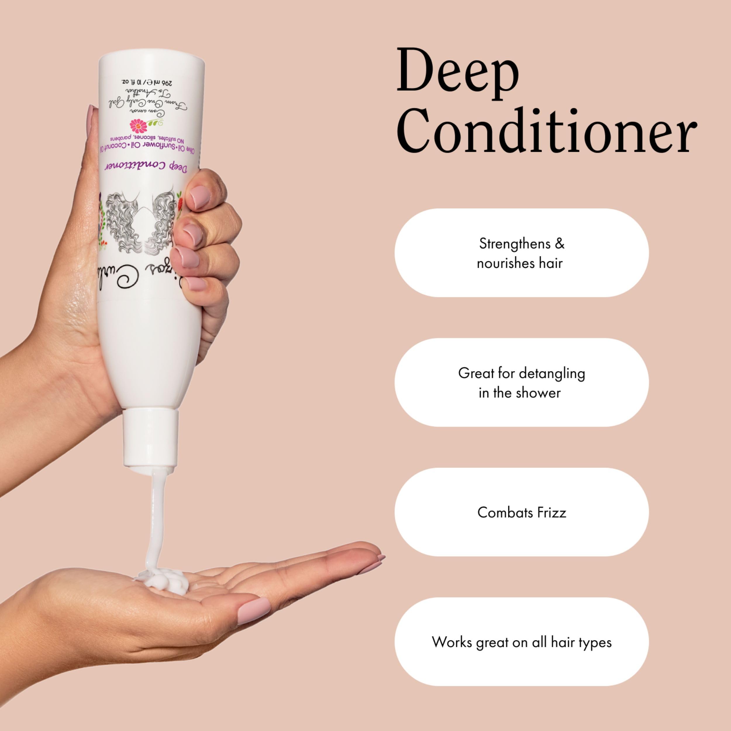 Rizos Curls Travel Deep Conditioner, Strengthens & Moisturizes Hair while Controlling Frizz, Add Softness and Manageability with
