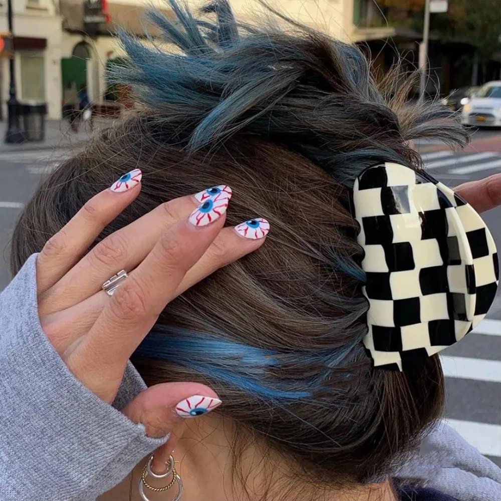 Checkered Hair Clip, Ahoney 5 Pack Hair Barrettes for Women Cute Big Claw Clips Y2k Accessories Aesthetics Banana Clip 80s 90s H