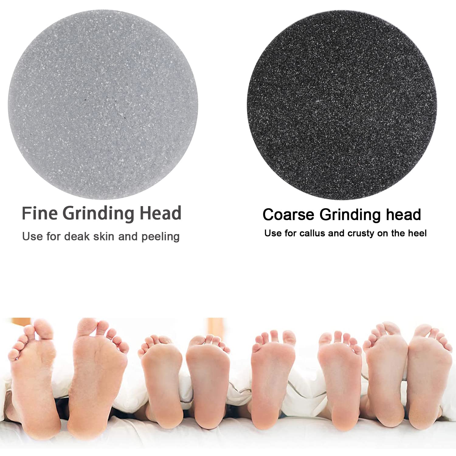 MOVELOVE 25 Pack Replacement Pads for Pedi Vac Callus Remover - 20 Grind Head Pads + 5 Sponge Rings - Black/Gray