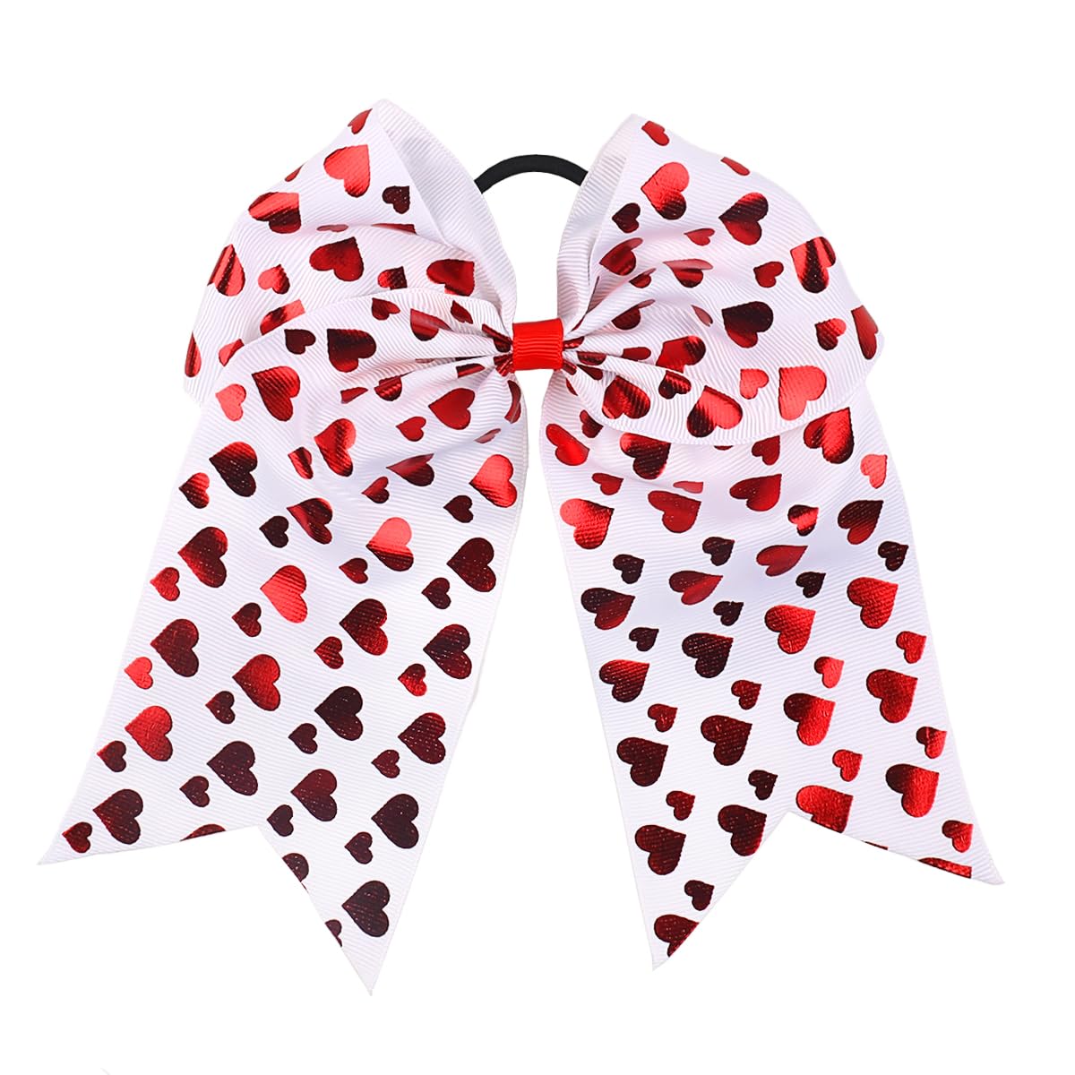 Valentine's Day Cheer Hair Bows Ties Ponytail Holder Grosgrain Ribbon Red Heart Bow Elastic Hair Ties Bands Glitter Love Heart E