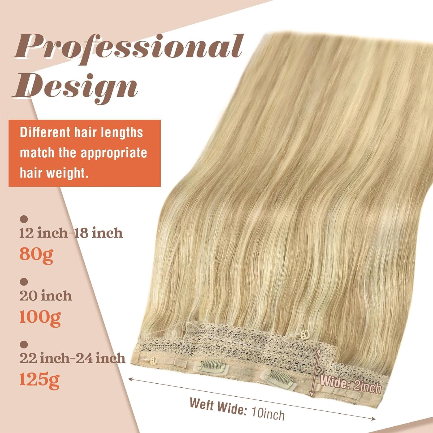 Sunny Wire Hair Extensions Real Human Hair Fish Line Human Hair Extensions Invisible Wire Extensions Honey Blonde with Platinum