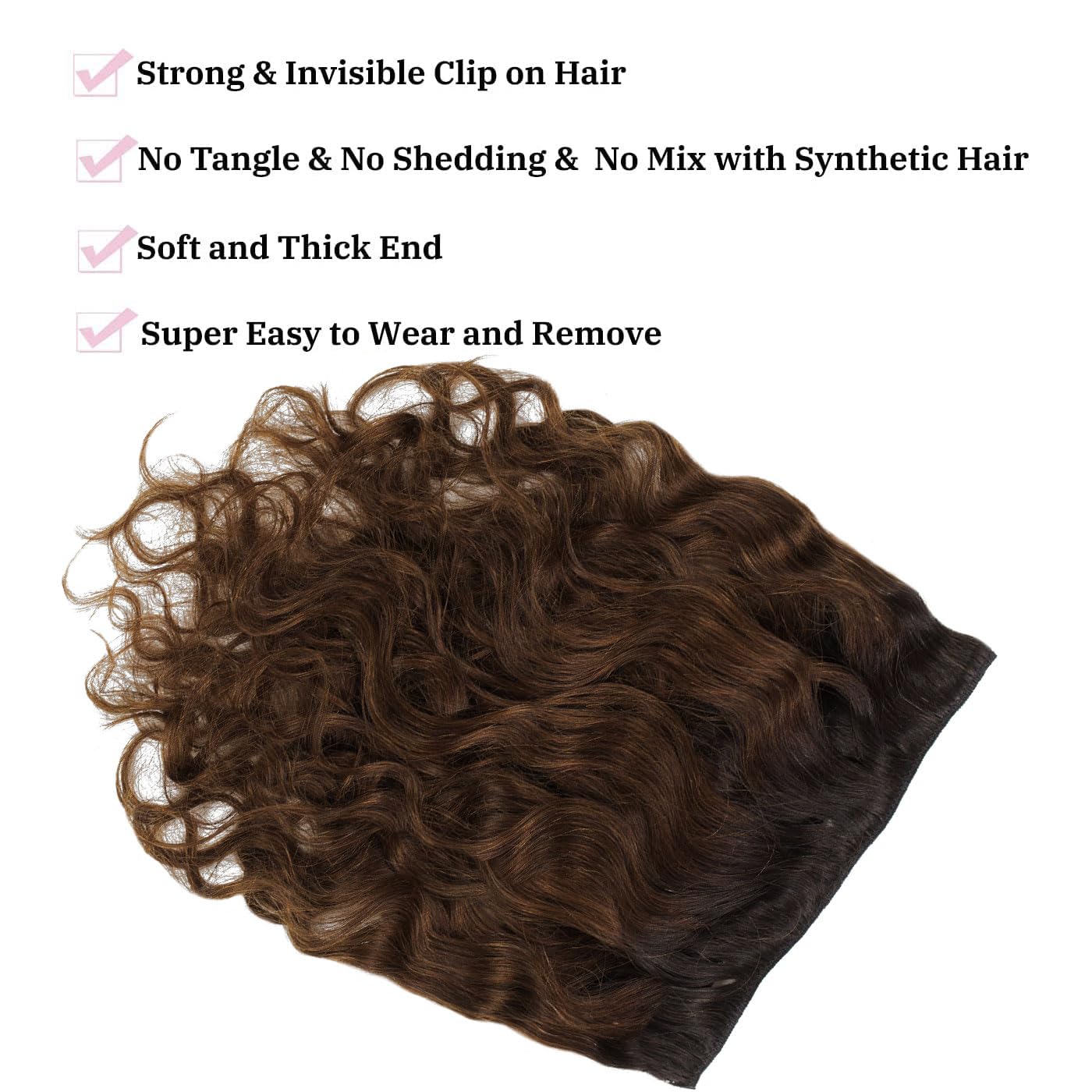 Loxxy Clip In Human Hair Extensions Natural Wave And Natural Color Virgin Remy Human Hair Extensions Off Black To Dark Brown 22I