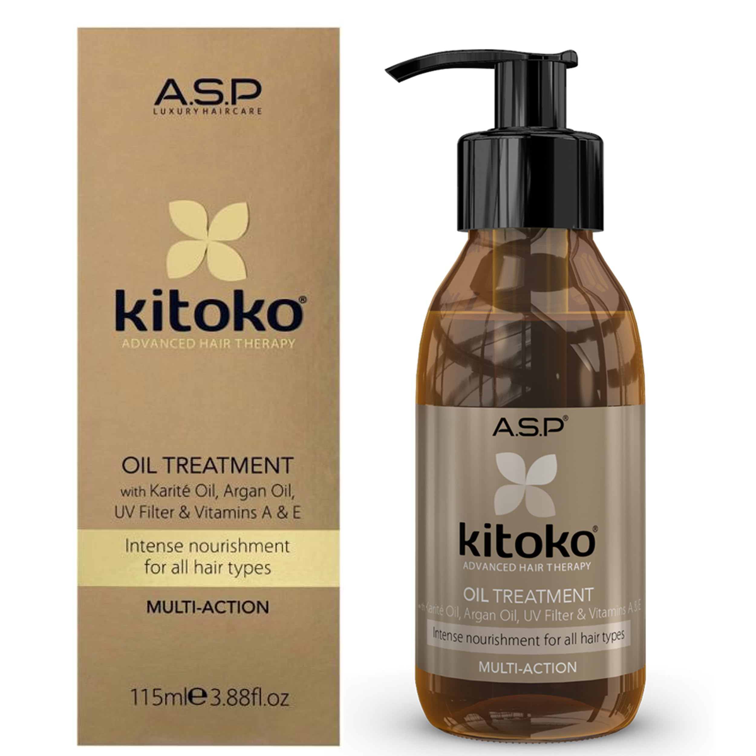 kitoko ASP Haircare Advanced Hair Theraphy, All Hair Types Oil Treatment with Karit Oil Argan Oil UV Filter & Vitamin E, Inten