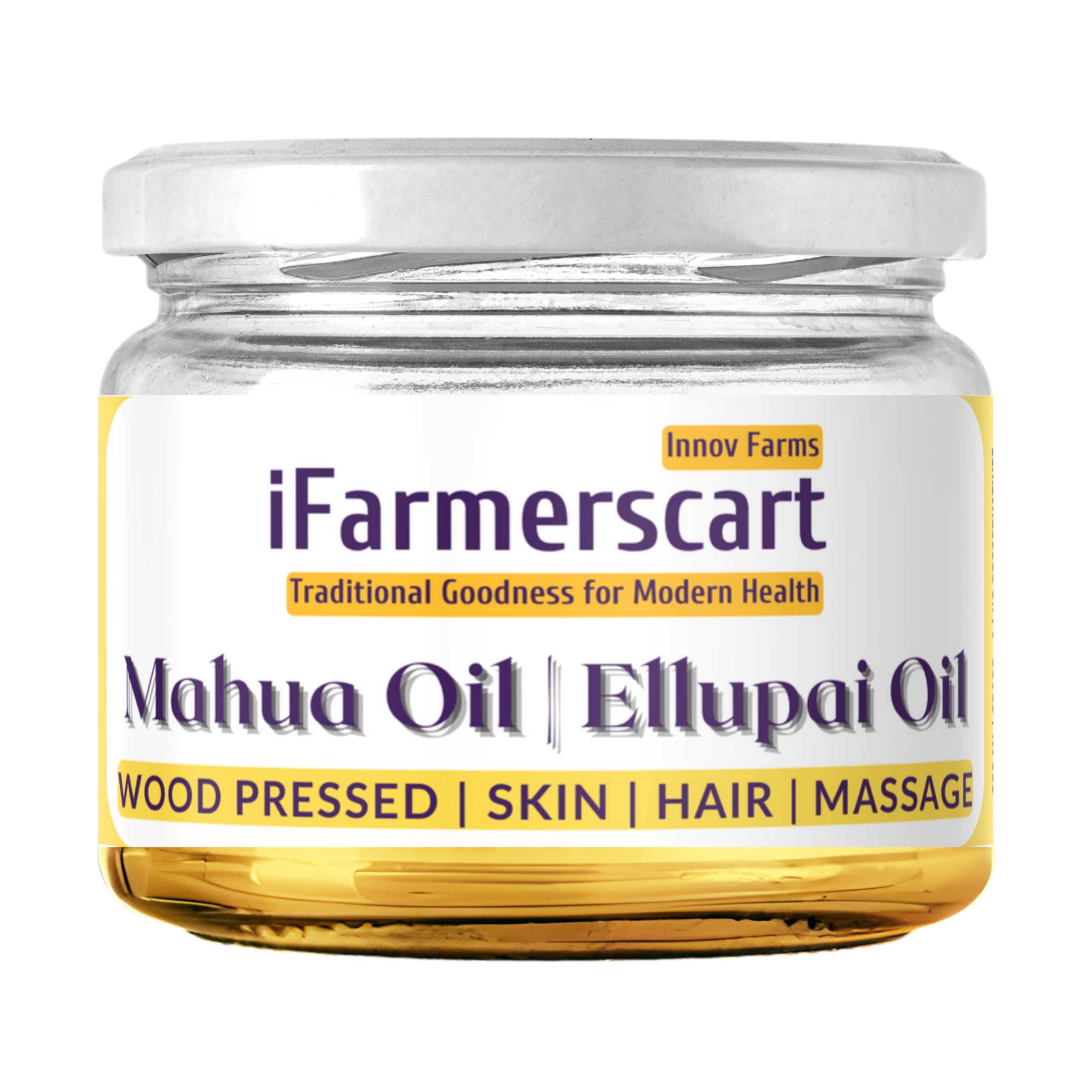 Ifarmerscart Wood Pressed Castor Oil - 1 L Glass Bottle | Pure Cold-Pressed Arandi Oil | Edible Grade | Hair Growth, Skin Care, 