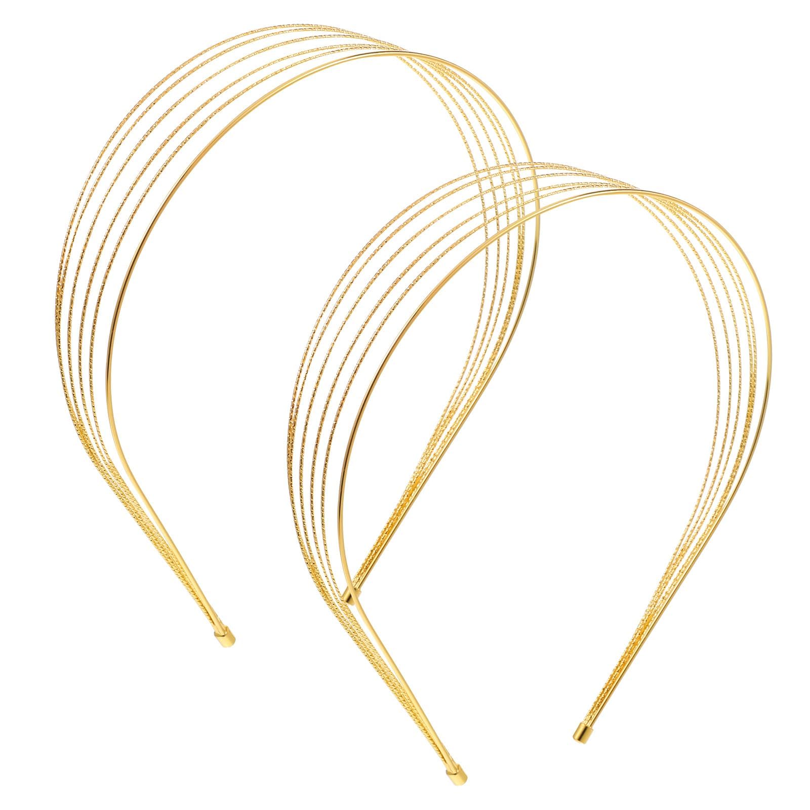 2Pcs Headband For Women Set, Gold Headbands For Women With Bangs Design, Elegant Accessory For Wedding And Festive Occasions