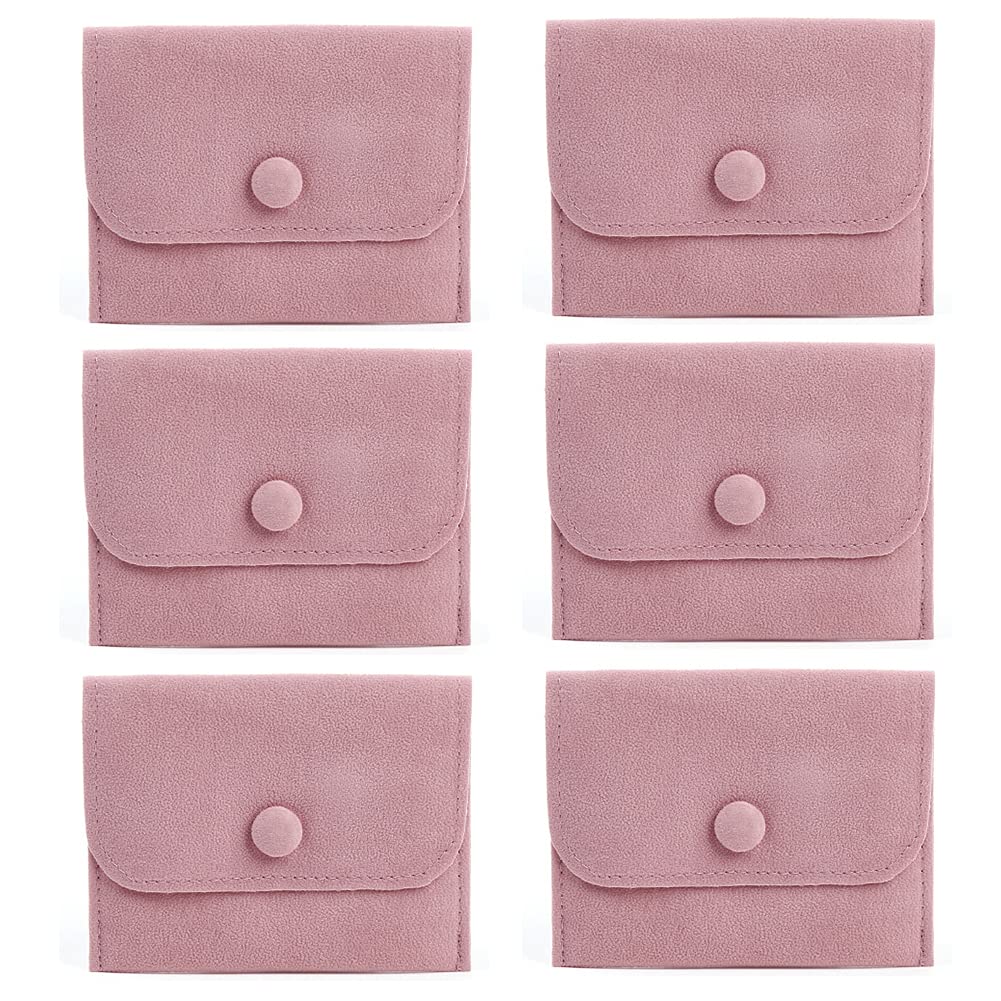 SUKPSY 6 Pcs Velvet Jewelry Storage Bags with Snap Button Jewelry Gift Packaging Bags Purse Jewelry Pouches for Rings, Bracelets