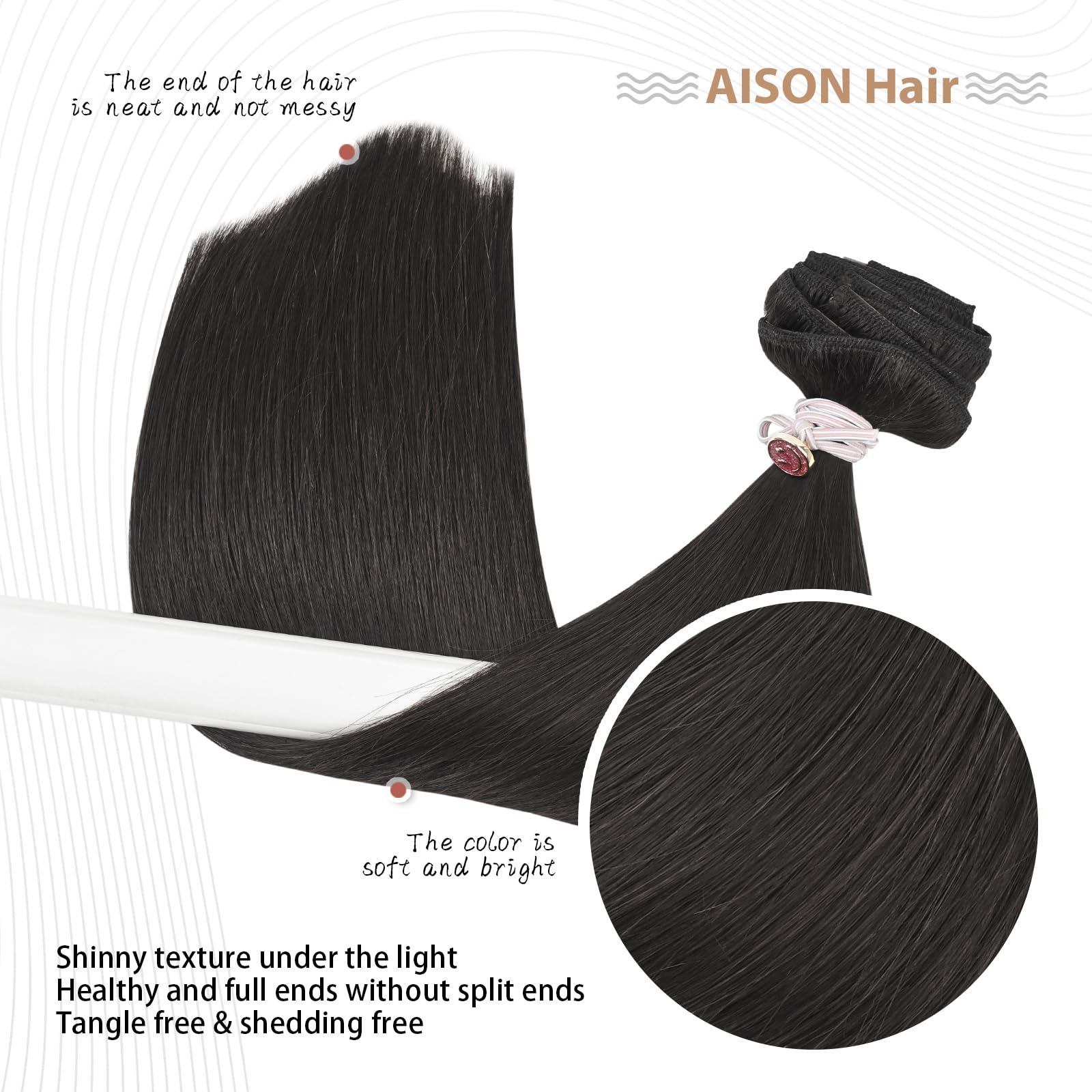 Aison Dark Brown Clip in Hair Extensions Real Human Hair 120G Dark Brown 100% Real Human Hair Clip in Extensions Soft Silky Stra