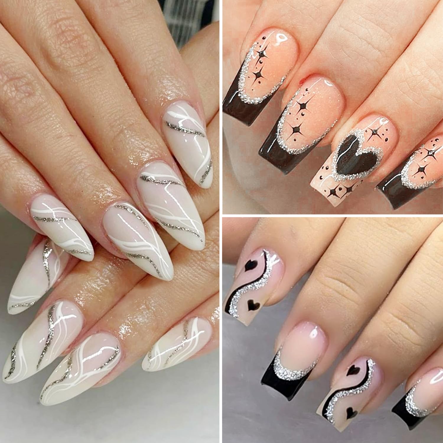 Fcozpjk Gel Liner Art Set 2PCS Sparkle Glitter Silver Gold Gel Polish 8ml Soak Off UV Painting with Built in Thin Nail Brush Swi