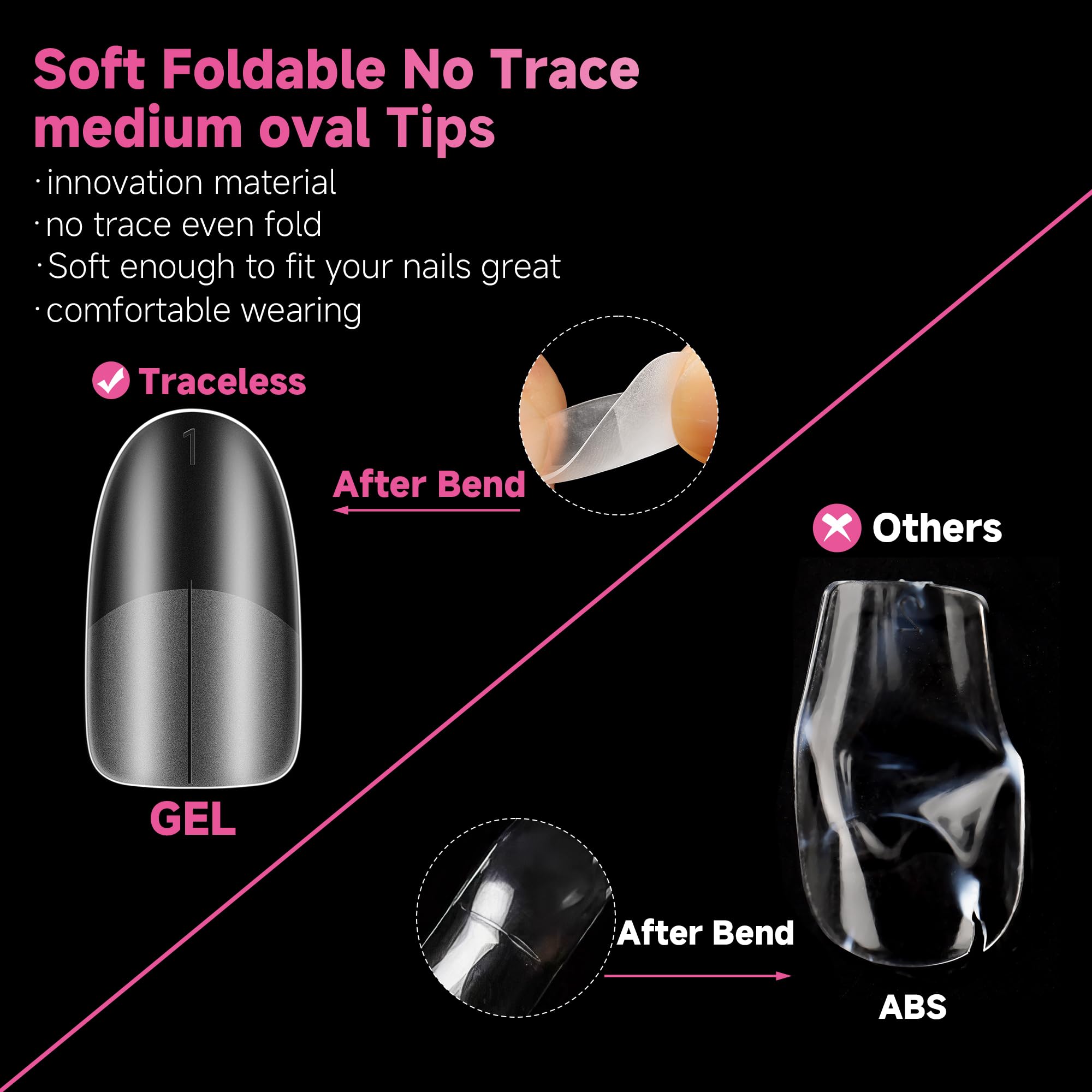 Una Gella Medium Oval Round Nail Tips 312Pcs Gel X Nail Tips Oval Shape Soft Gel Nail Tips Full Matte Surface No Need To File Cl