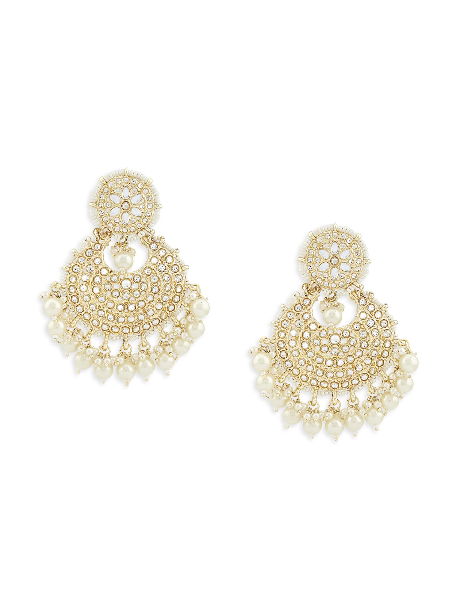 Zaveri Pearls Gold Tone Traditional Kundan Dangle Earring For WomenZpfk18787