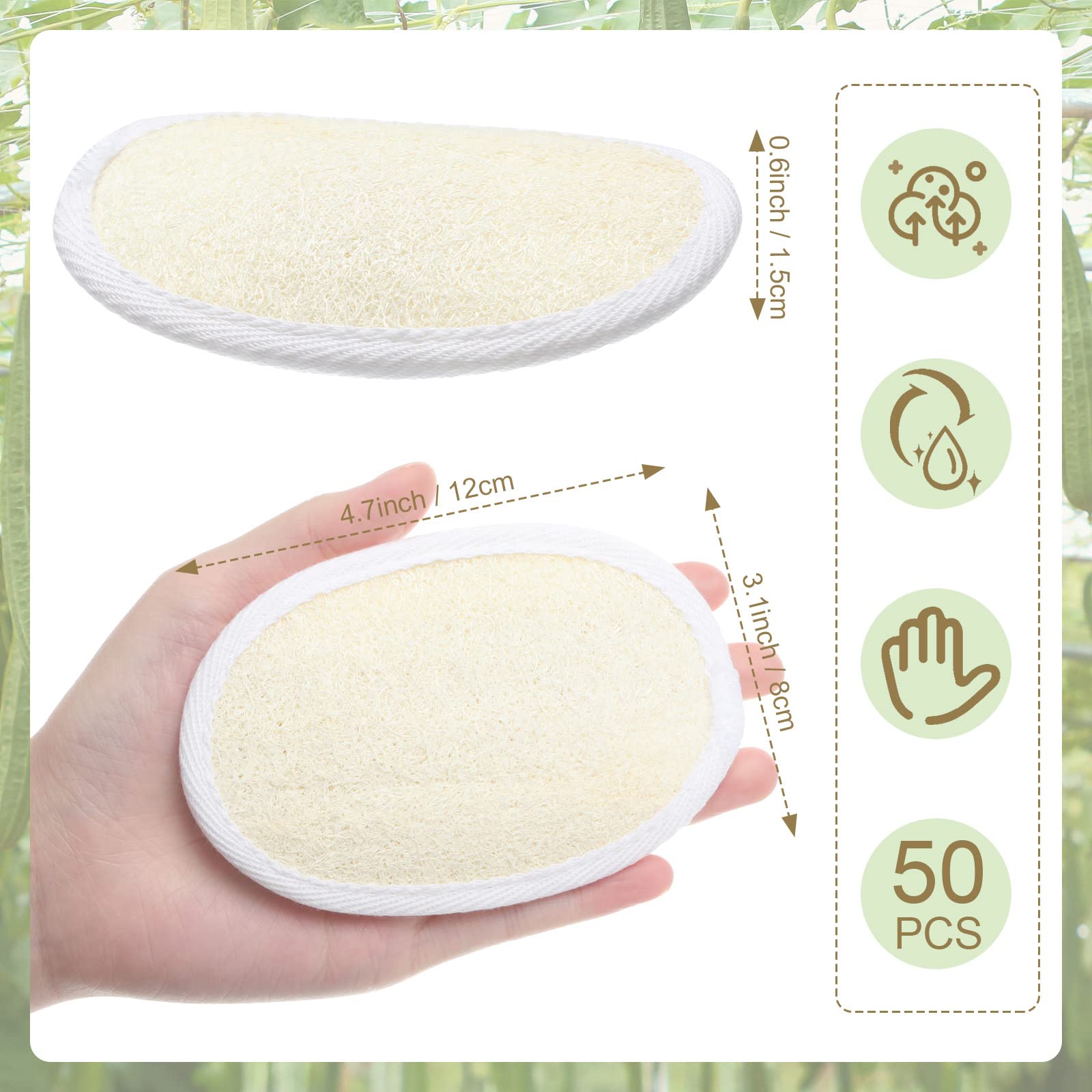 50 Pieces Exfoliating Loofah Pad Body Scrubber Bath Shower Loofah Sponge Pad Natural Exfoliating Scrubber Luffa Brush Close To S