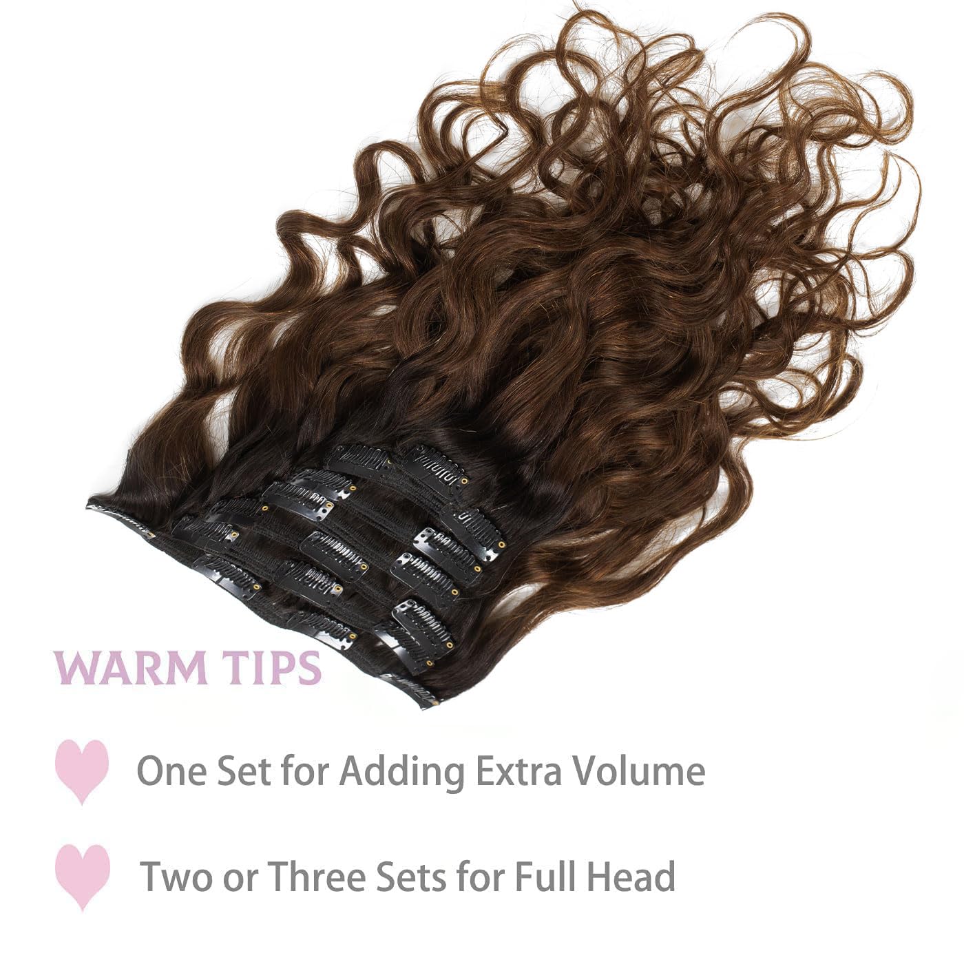 Loxxy Clip In Human Hair Extensions Natural Wave And Natural Color Virgin Remy Human Hair Extensions Off Black To Dark Brown 22I