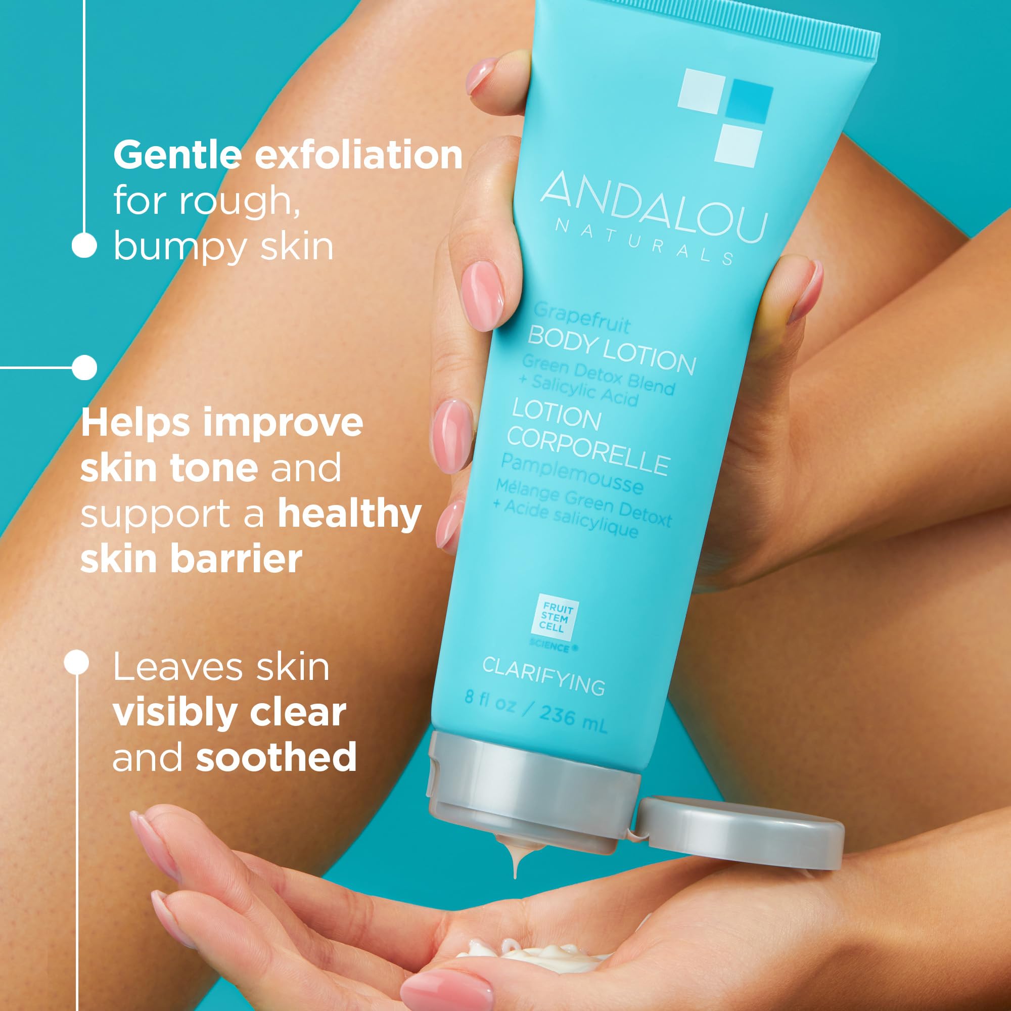 Andalou Naturals Body Lotion, Clarifying Grapefruit Skin Care, Lightweight, Gentle Exfoliating & Moisturizing Lotion with Salicy