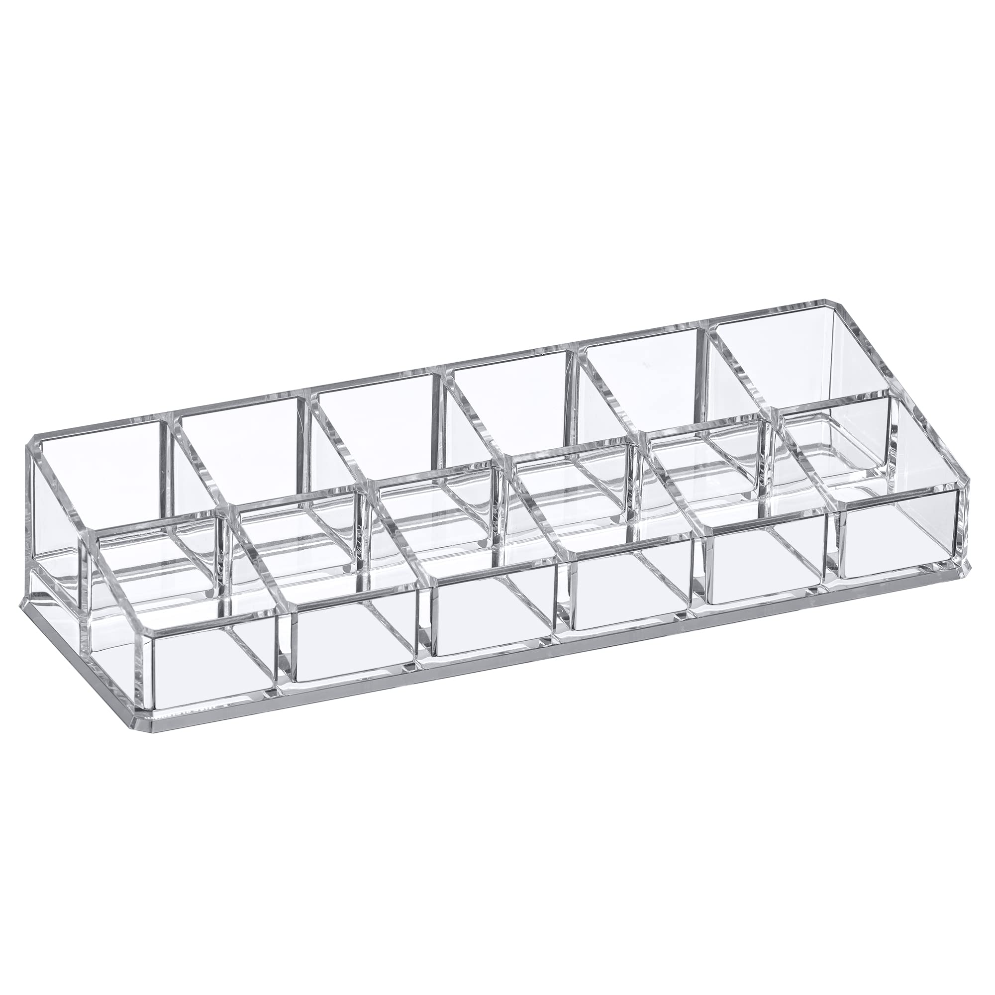 Amazing Abby - Glamour - 12-Slot Acrylic Nail Polish Organizer, Lipstick Holder, Lip Gloss Organizer, Cosmetic Storage Display,