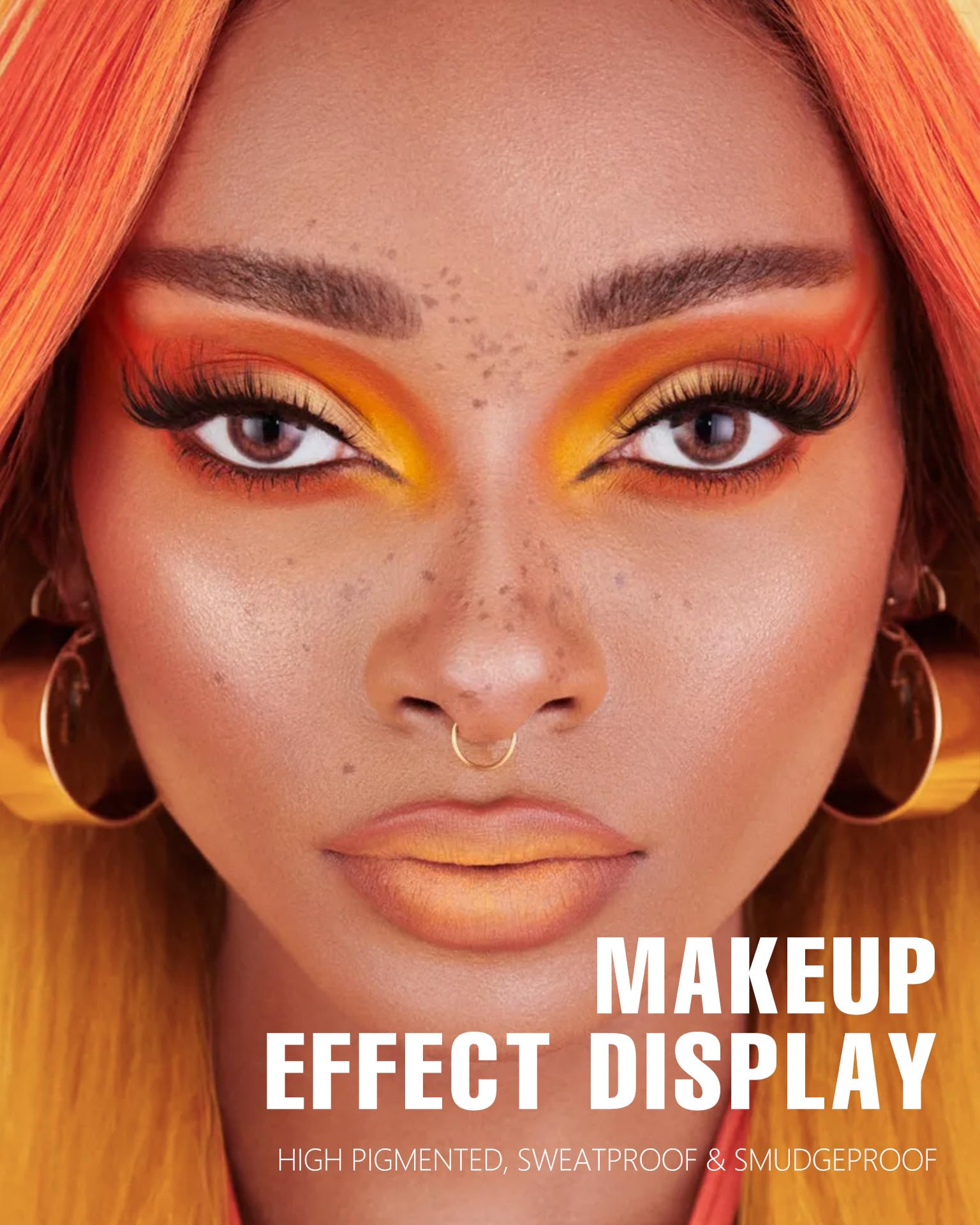 Maki Yika Orange Eyeshadow Palette Long Lasting, Orange Eye Shadow For Women, High Pigmented 9 Color Waterproof Orange Eye Makeu