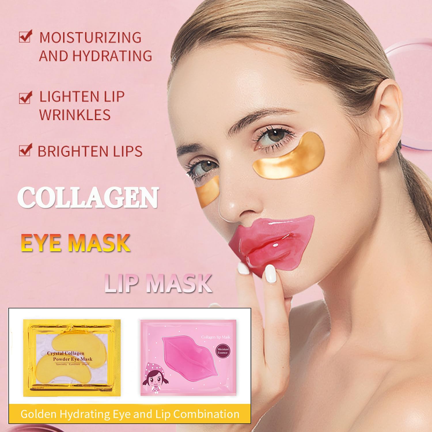 Eakroo 30 Pairs Lip Masks & Eye Mask, Under Eye Masks And Power Crystal Gel Lip Masks, Under Eye Patches For Puffy Eyes, Dark Ci