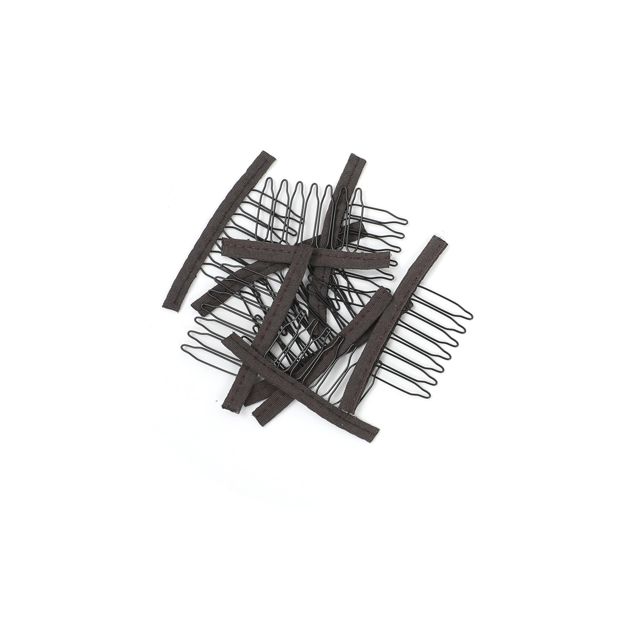 xuxisowo 30 Pcs wig clips/wig combs (7-Teeth, Stainless Steel, Thickened Fabric, Brown) - Helper for Fixing Wig, Making Wig Caps