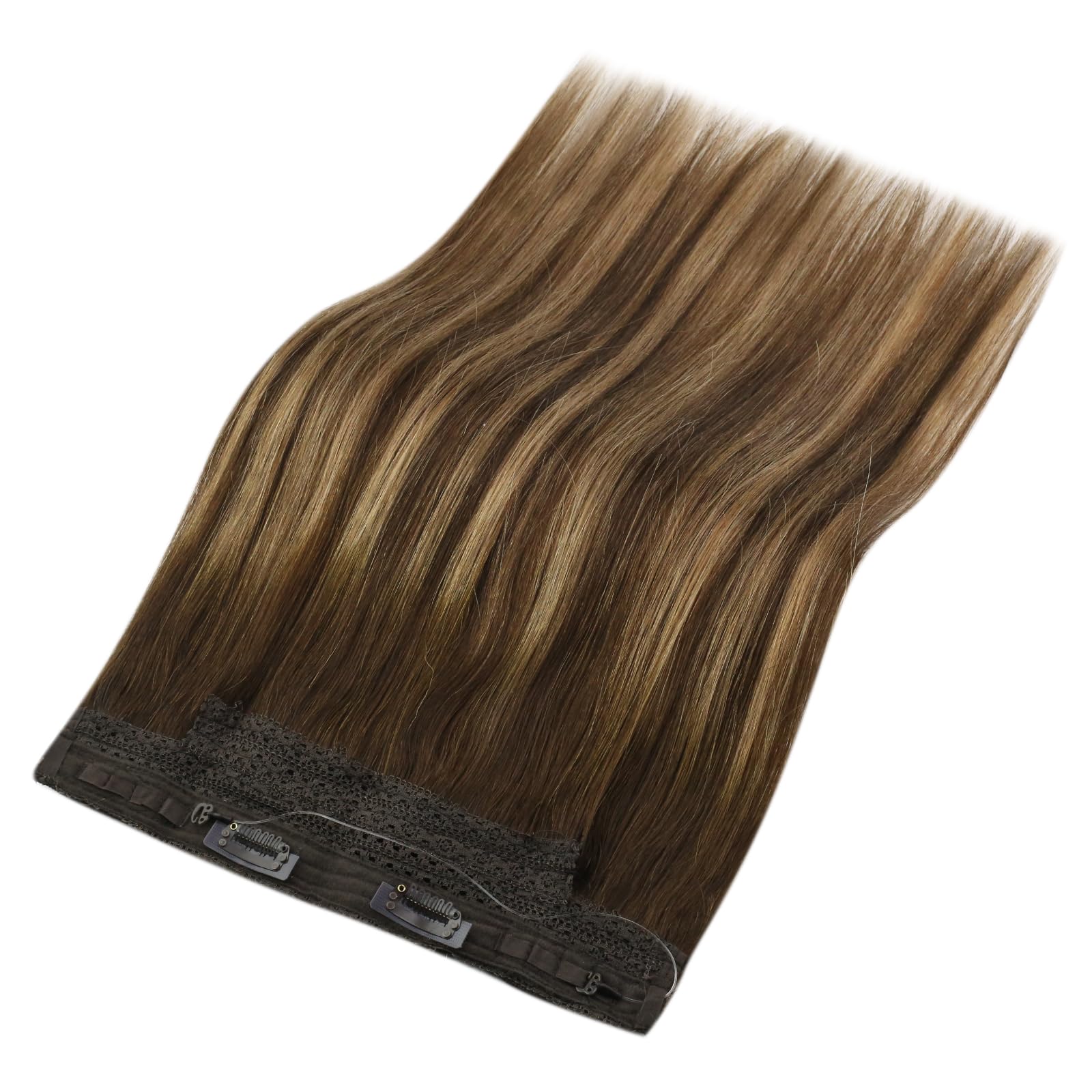 Sunny Wire Hair Extensions 125G Long Human Hair Wire Extensions Dark Brown Balayage Caramel Blonde Invisible Wire Hair Extension