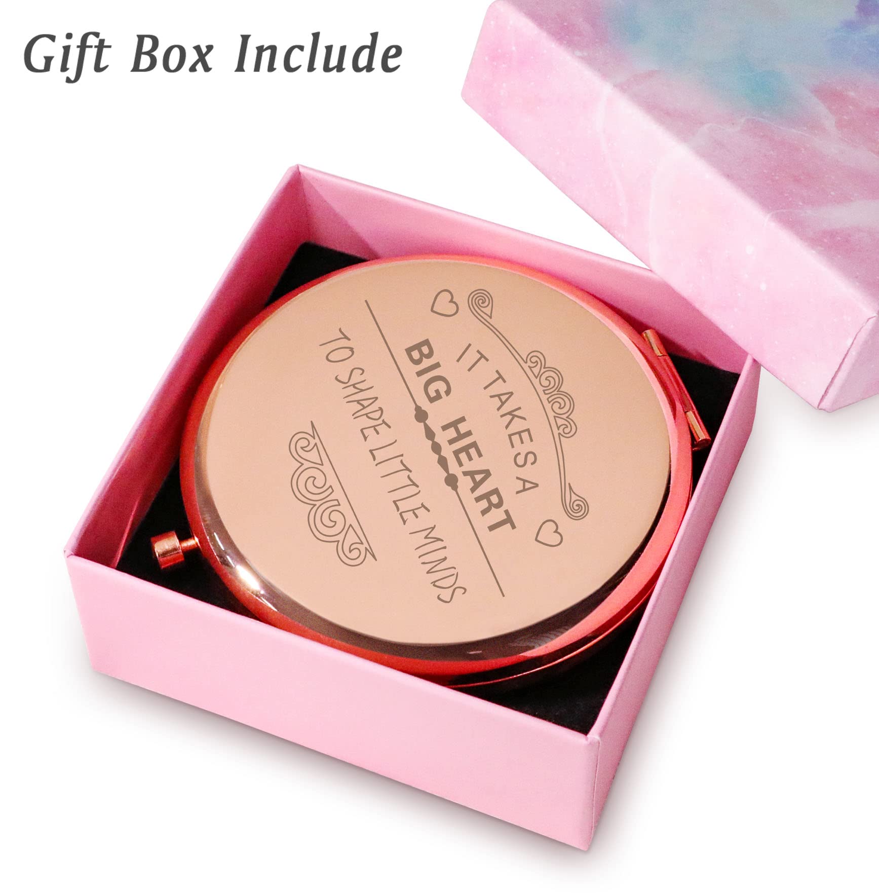 Mllxx Teacher Gifts For Women, Personalized Engraved Compact Mirrors Basket Stuffers, Unique Female Presents For Valentines Day,