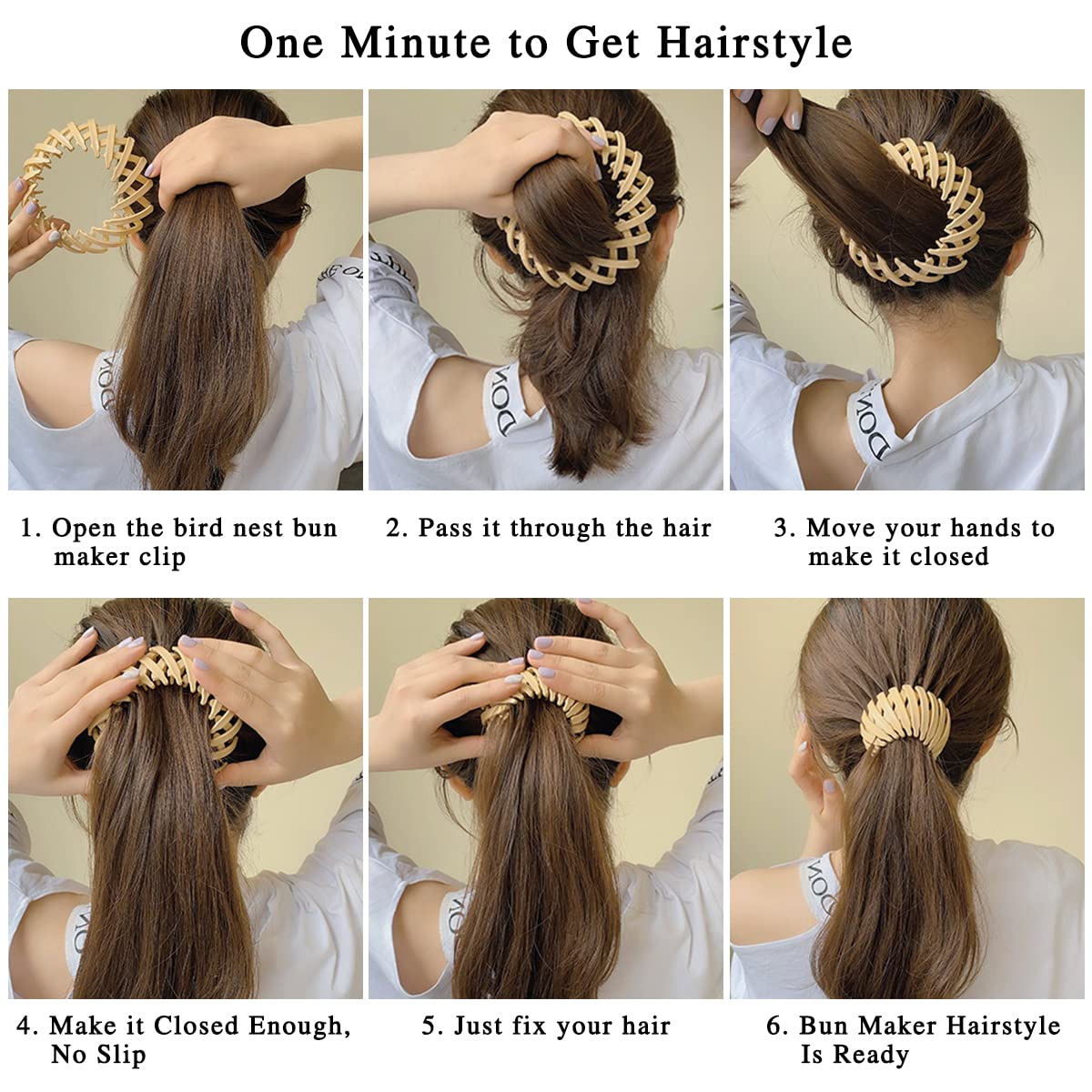 TOBATOBA Bird 's Nest Hair Accessories - 7Pcs Bun Maker Clips, Expandable Ponytail Holders, Matte Shaped Hairpins for Women and
