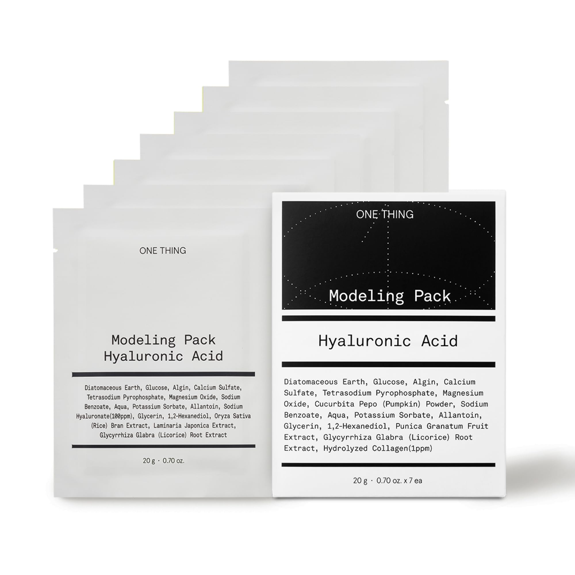 One Thing Hyaluronic Acid Modeling Pack 1.05 Oz * 7 Masks | Facial Powder Mask For Hydrating Cooling Soothing Skin, Mix With Wat