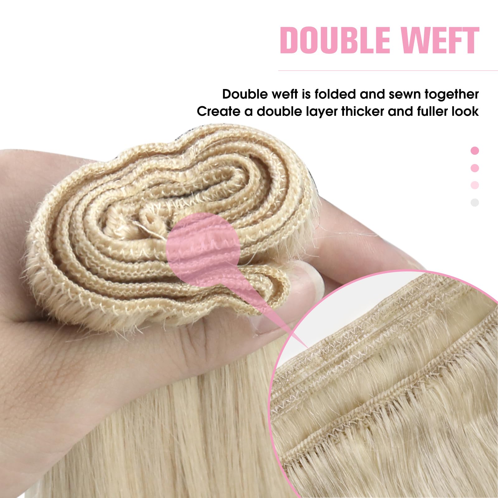 YoungSee 100G Weft Hair Extensions Blonde 14inch Sew in Real Hair Extensions Platinum Blonde Weft Extensions Human Hair Straight