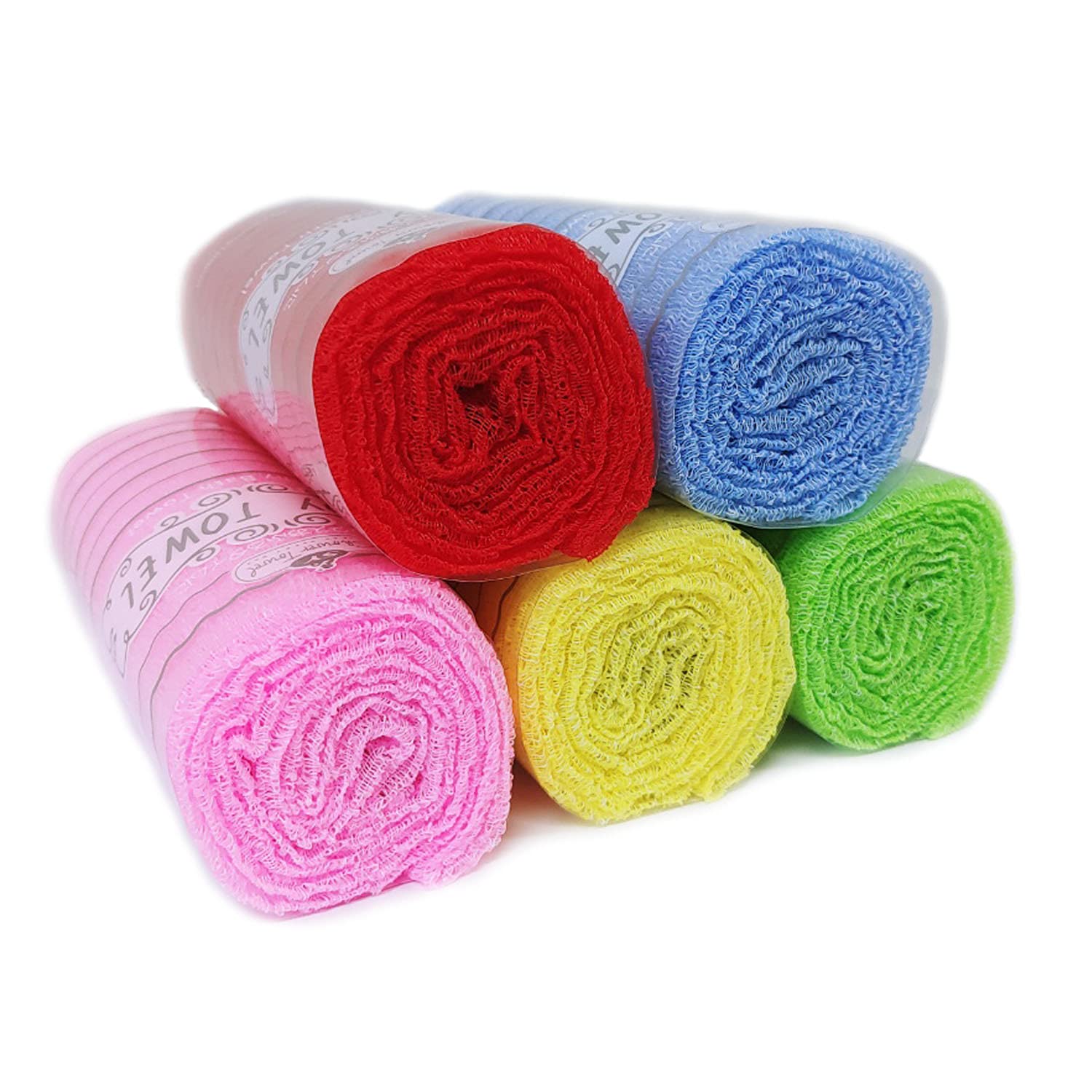 Nepure Korean Exfoliating Washcloth Shower Towel, Large Size, 5 Colors, Exfoliating Body Scrubber For Removing Dry Skin, Reusabl
