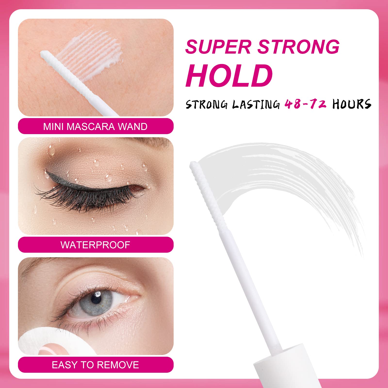 Fadvan Cluster Lash Glue Lash Bond Mascara Wand Clear/White Eyelash Glue For Individual Cluster Lashes Long-Lasting Waterproof L