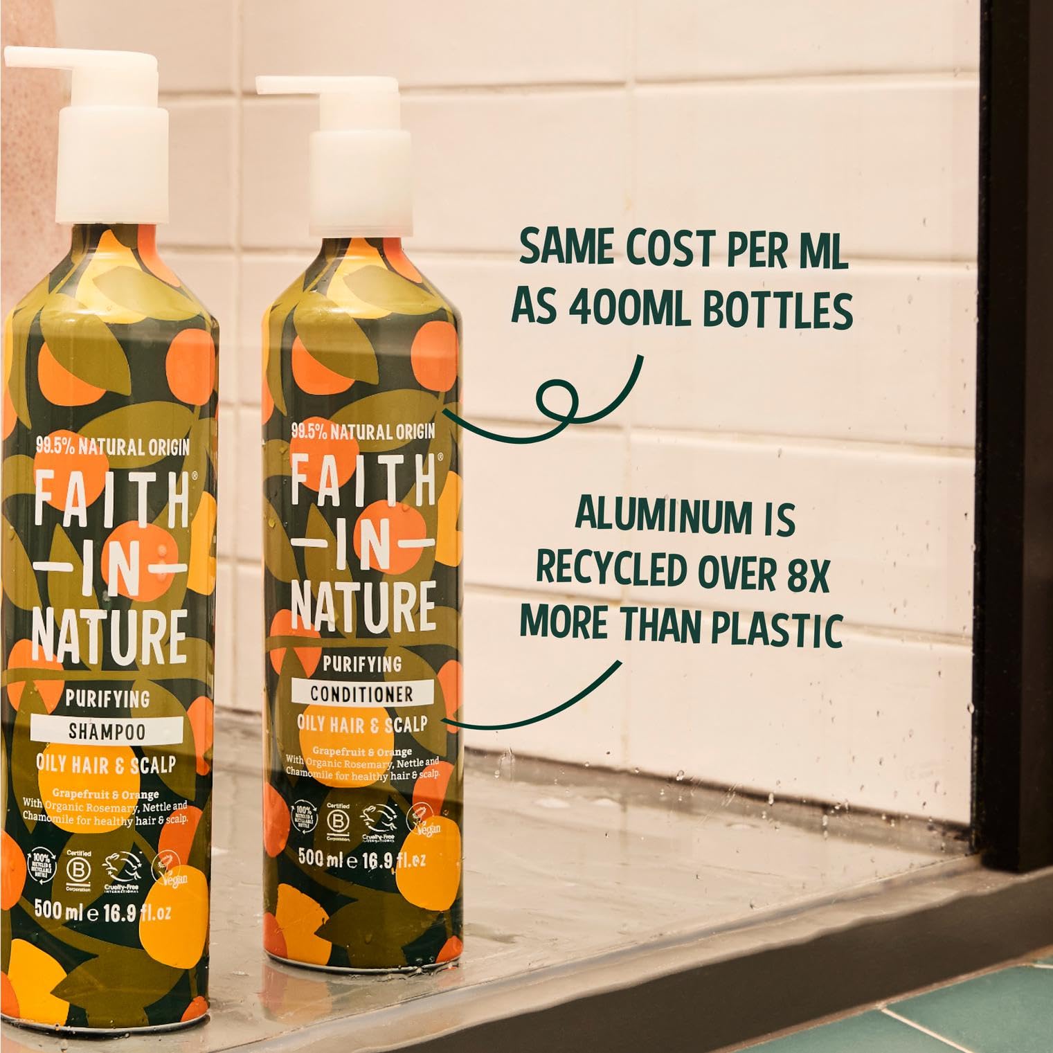 Faith In Nature Natural Aluminium Bottle Conditioner - Vegan & Cruelty Free, No SLS or Parabens - 16.9 fl oz, Grapefruit & Orang