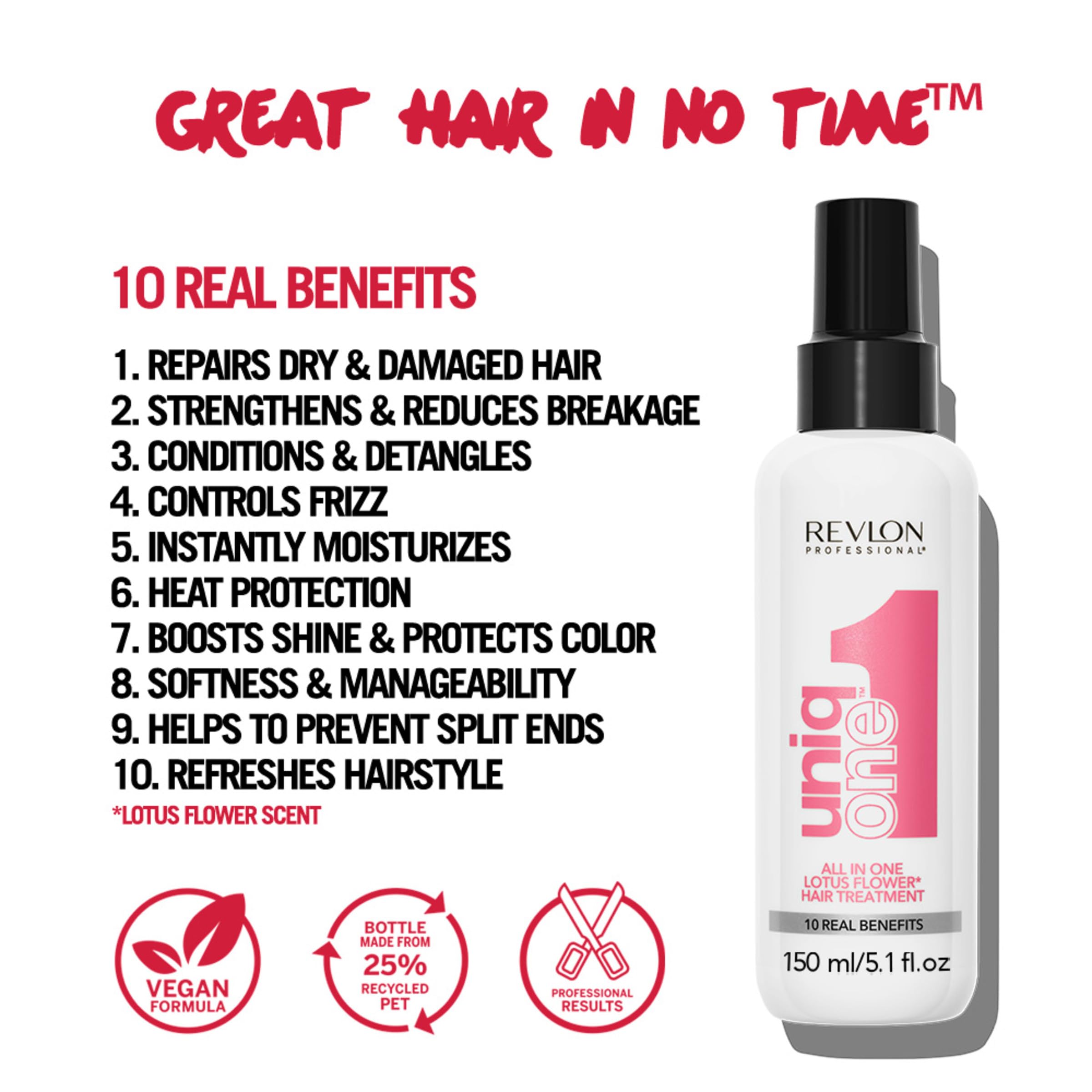 Uniqone Revlon Professional Uniqone Hair Treatment, Moisturizing Leave-In Product, Repair For Damaged Hair, Promotes Healthy Hai