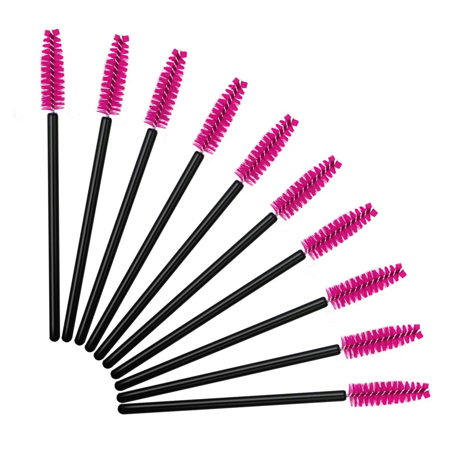 GUMIKE 100PCS Disposable Eyelash Mascara Brushes - Plastic, Rose Color for Eyelash Extension, Eyebrow & Makeup Applications