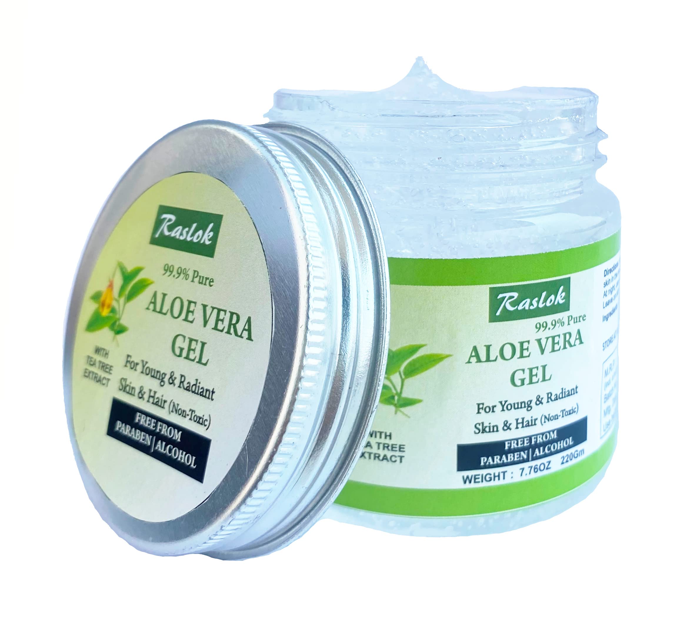 Raslok Aloe Vera Gel | 100% Pure And Natural Aloe Gel | For Moisturizing Face Skin & Hair Care | Durable Moisturizing Hydrating