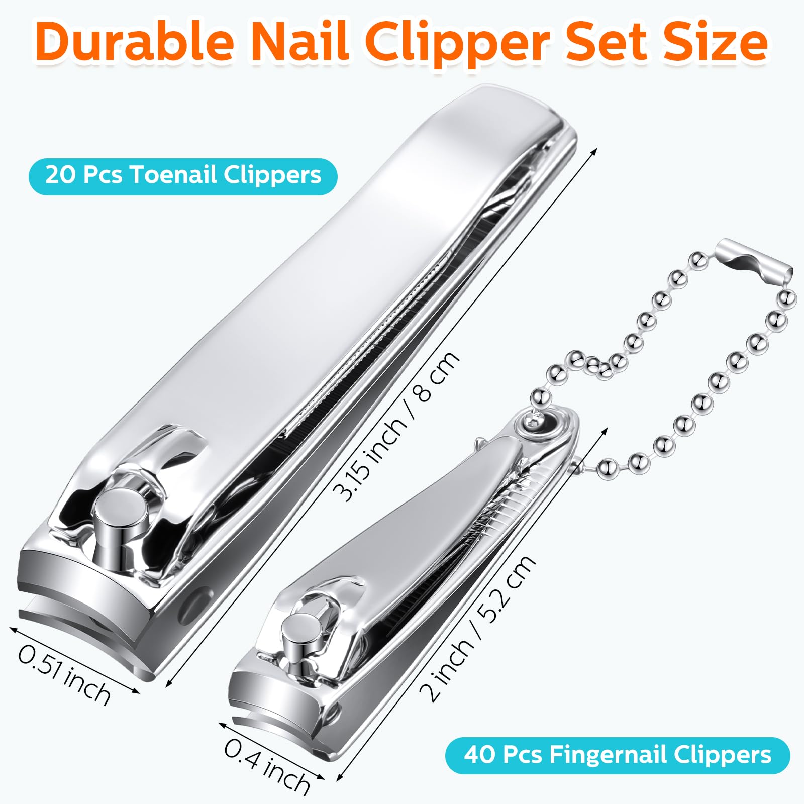 60 Pcs Nail Clipper Set Stainless Steel Fingernail Clipper And Toenail Clippers Set Toe Nail Clippers Bulk Nail Cutters With Nai
