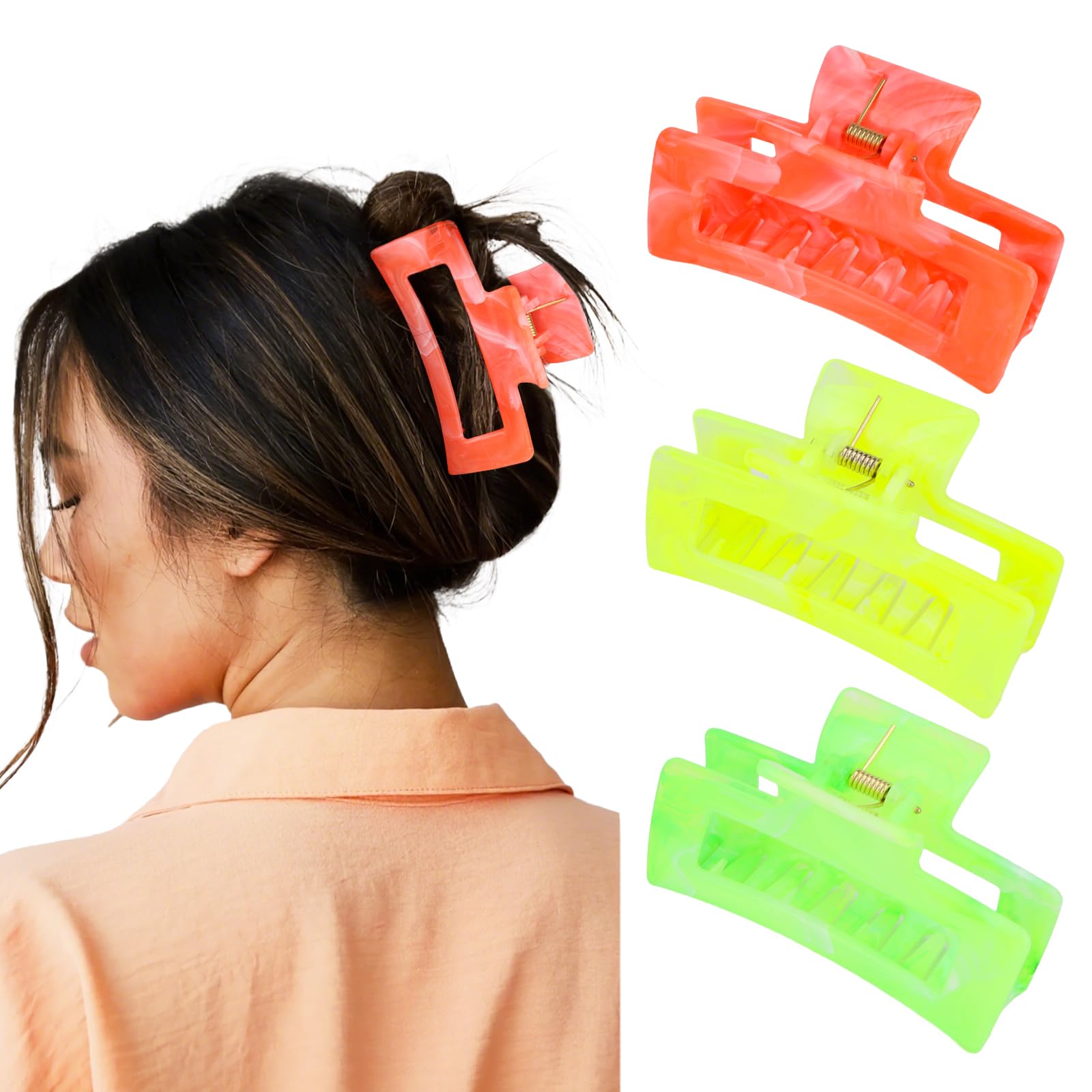 Wecoe 3pcs Neon Hair Clips, 80s 90s Neon Accessories for Women Girls