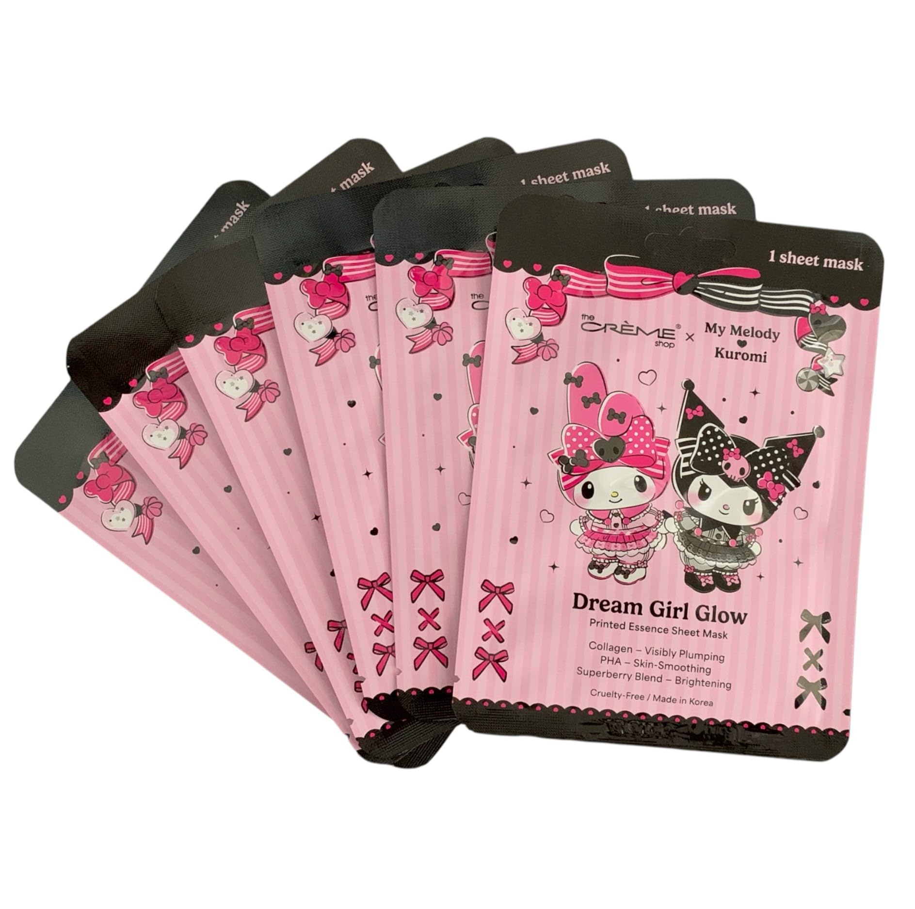 The Creme Shop x Sanrio My Melody & Kuromi Dream Girl Glow Printed Essence Sheet Masks (Pack of 6)