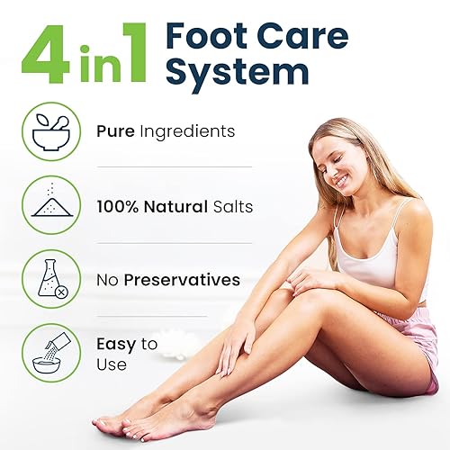 FOOT CURE Foot Care Set – Exfoliator, Callus Remover & Tea Tree Oil Salts, 4 Piece, Green, Made in USA