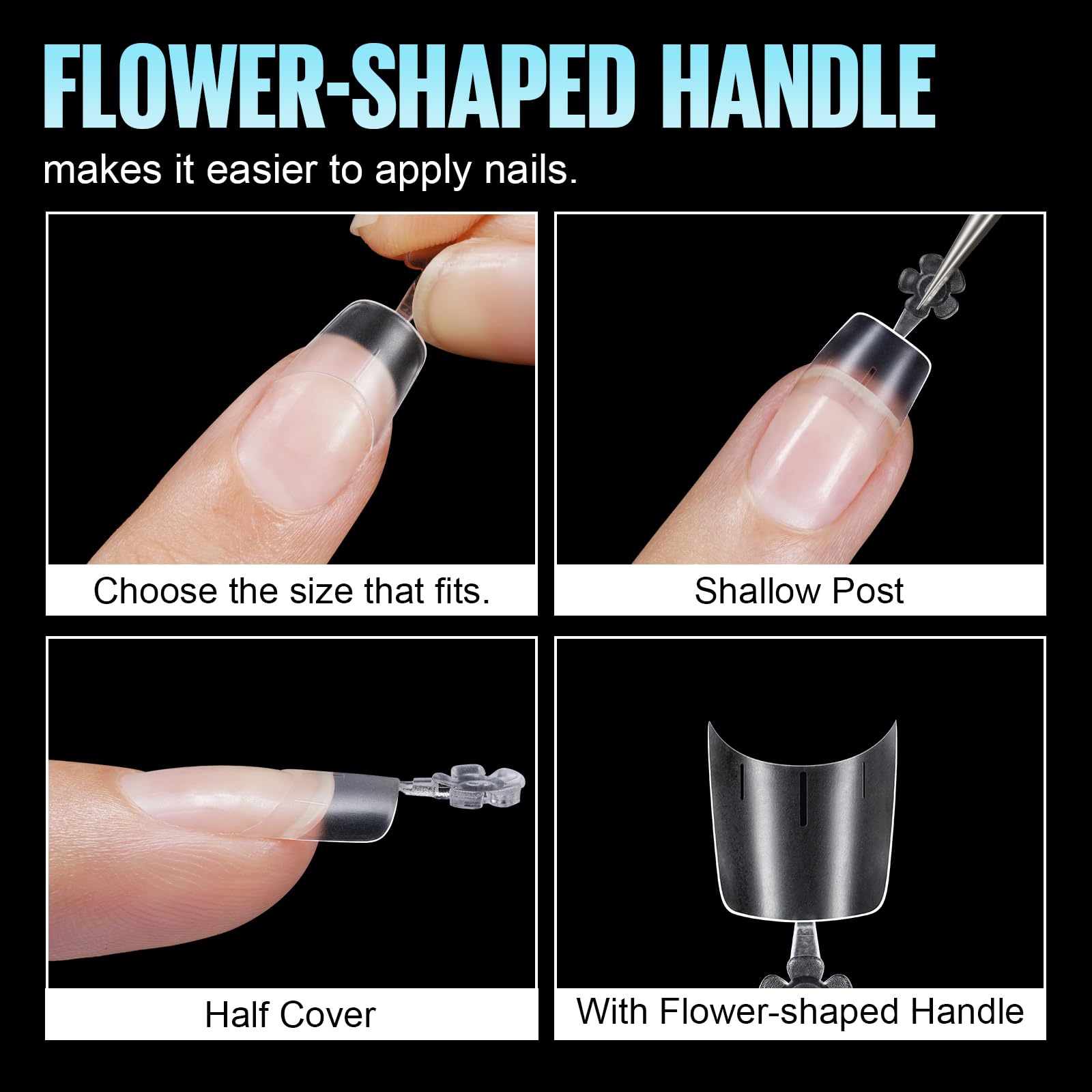 Tomicca Short Squoval Nail Tips, 240Pcs Acrylic Full Matte Half Cover Nail Tips With Positioning Line, 12 Sizes No C Curve Clear