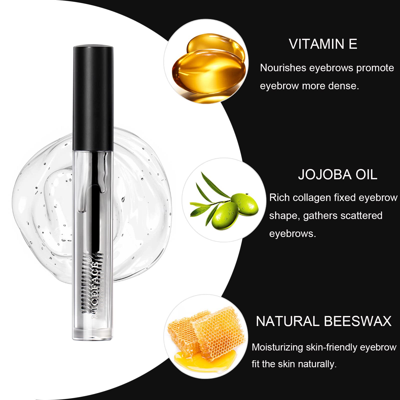 Clear Eyebrow Gel, 3Pcs Brow Setting Gel For Natural Brow, Long Lasting Waterproof Sweat-Proof Brow Makeup Liquid Eyebrow Stylin